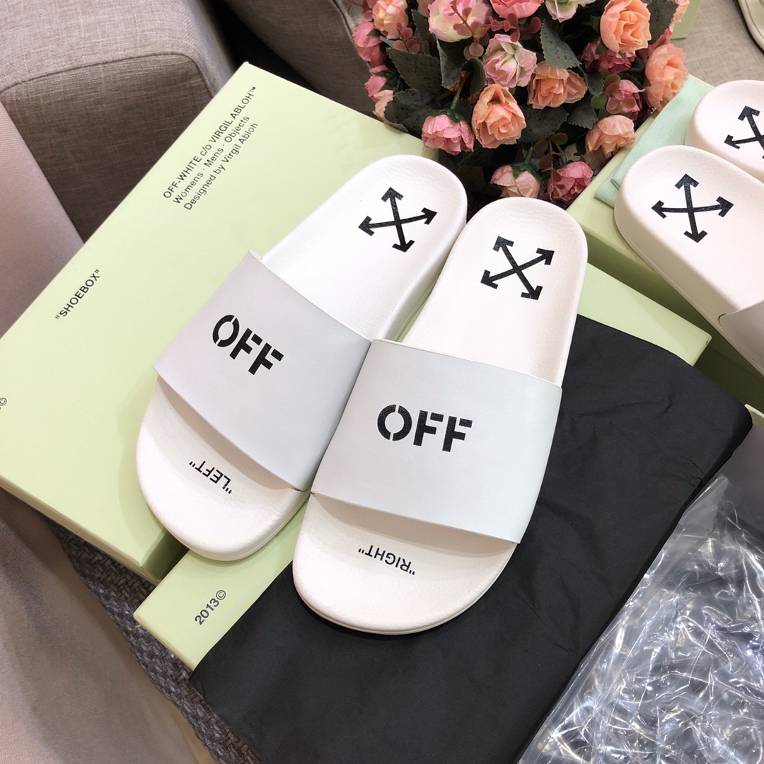 Off White Printed Pool Slider - DopestKickz