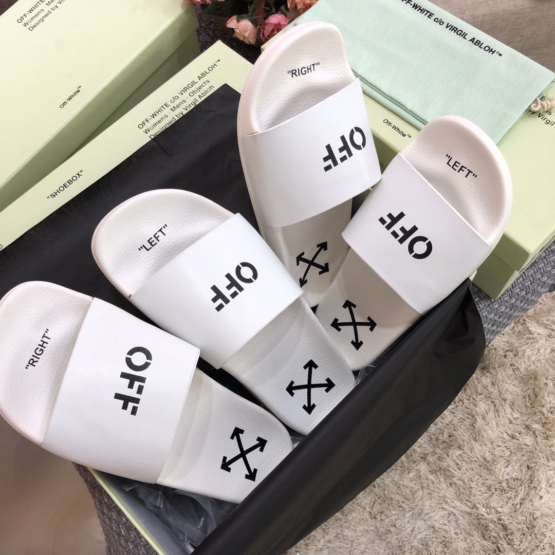 Off White Printed Pool Slider - DopestKickz