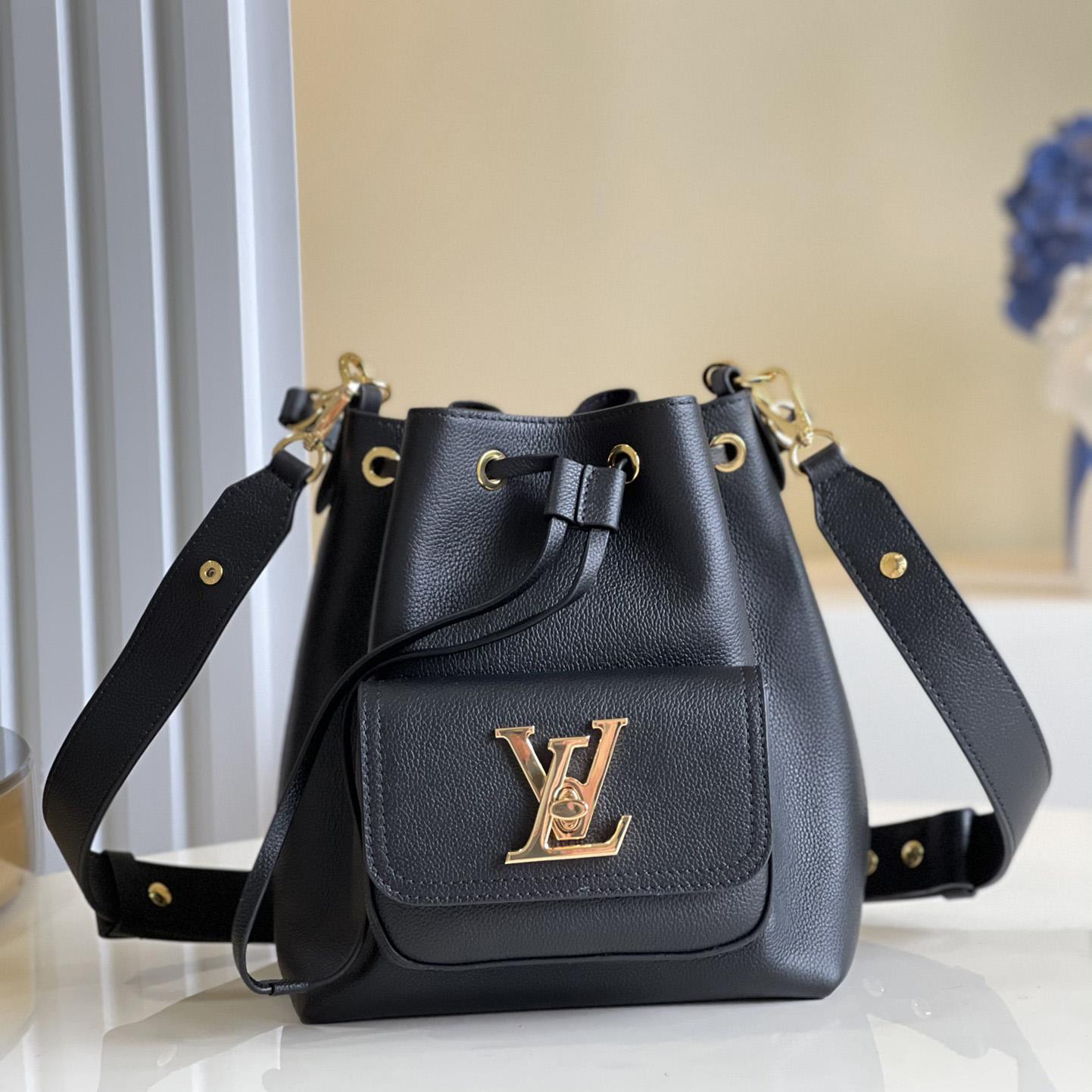Louis Vuitton Lockme Bucket Black Calf (23-23-16cm)  M57687 - DopestKickz