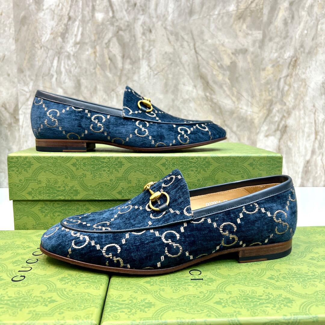 Gucci Men's Gucci Jordaan GG Velvet Loafer(Upon Uk Size) - DopestKickz