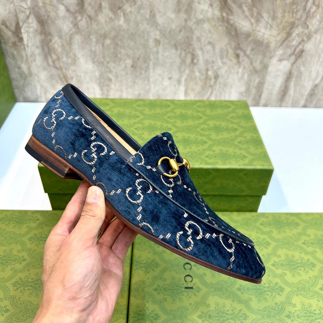 Gucci Men's Gucci Jordaan GG Velvet Loafer(Upon Uk Size) - DopestKickz
