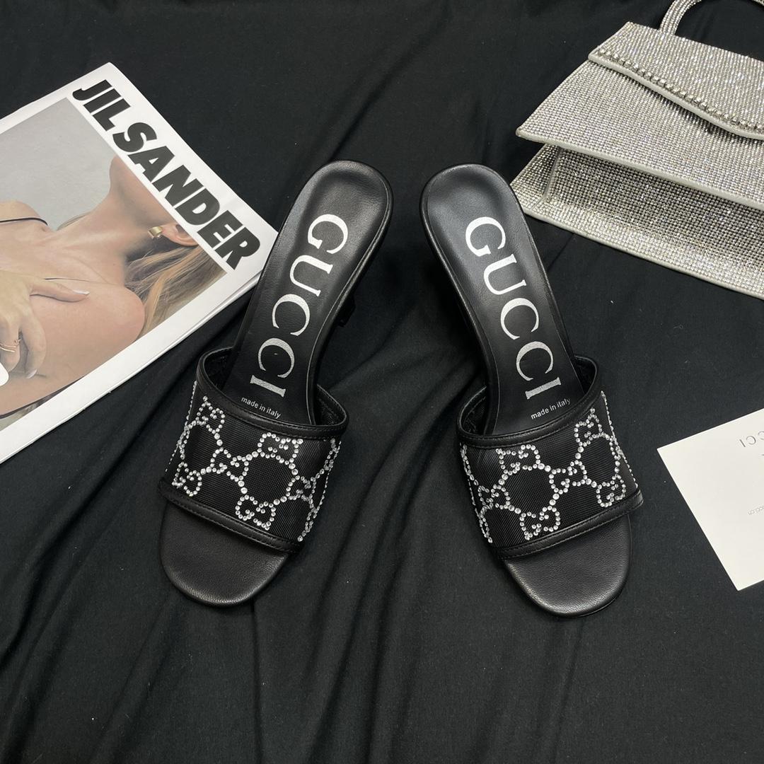 Gucci Women's GG Mid-heel Slide Sandal - DopestKickz