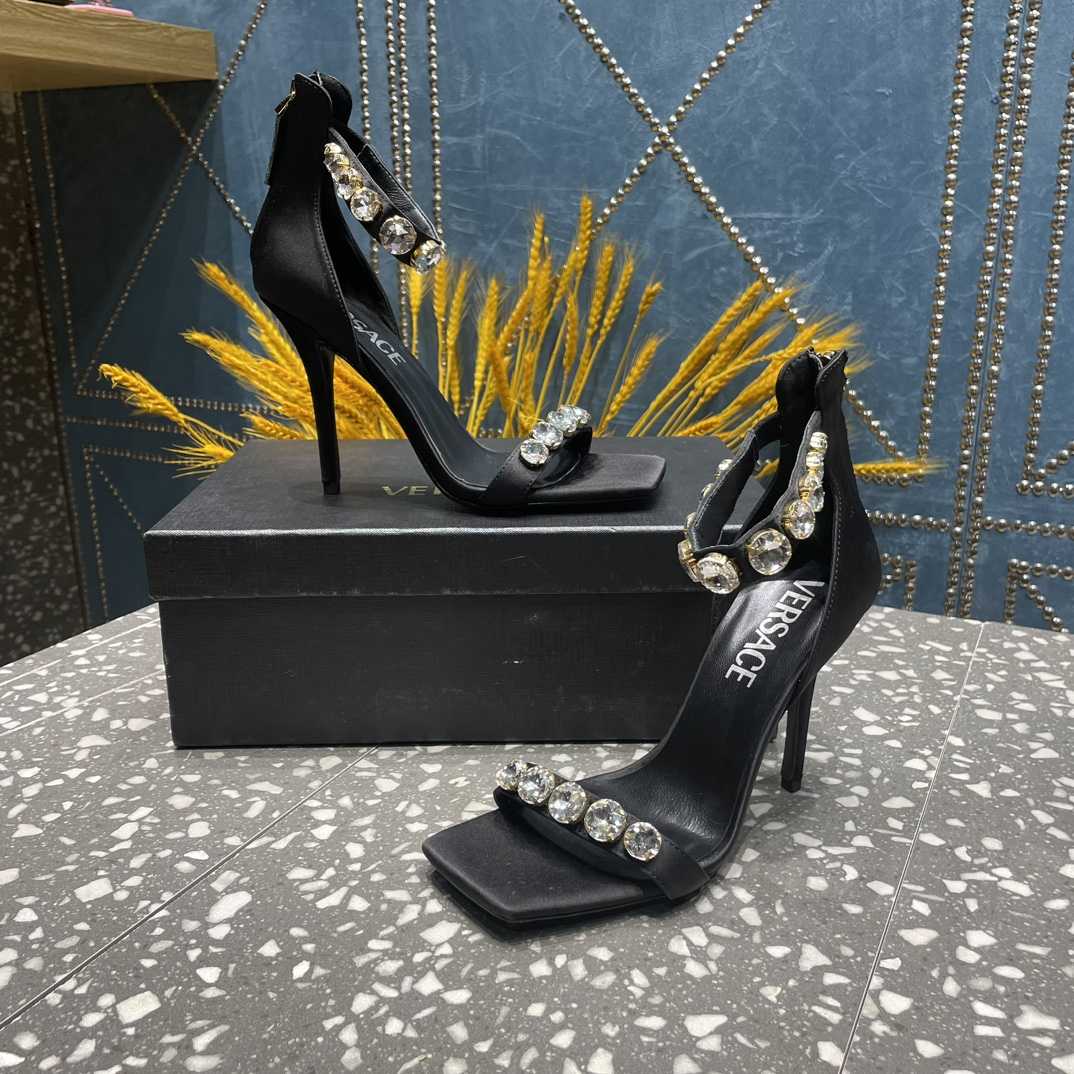 Versace Crystal Satin Sandals - DopestKickz