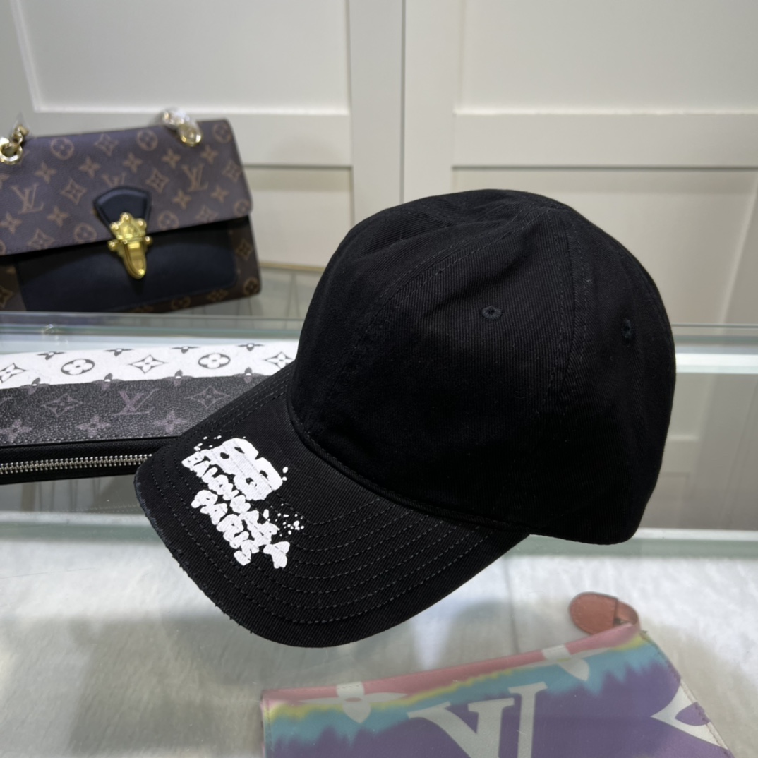Balenciaga Hand Drawn BB Icon Cap In Black - DopestKickz
