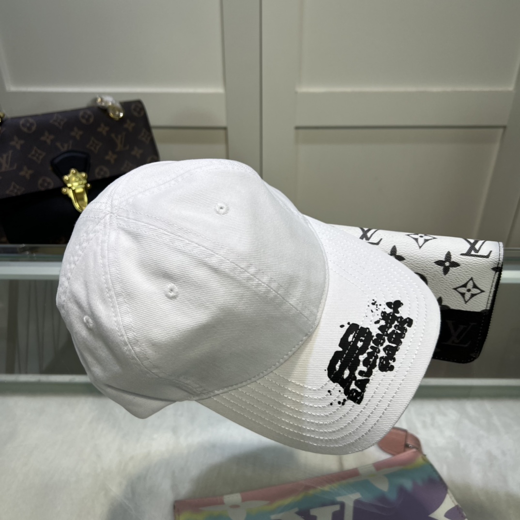 Balenciaga Hand Drawn BB Icon Cap In White - DopestKickz