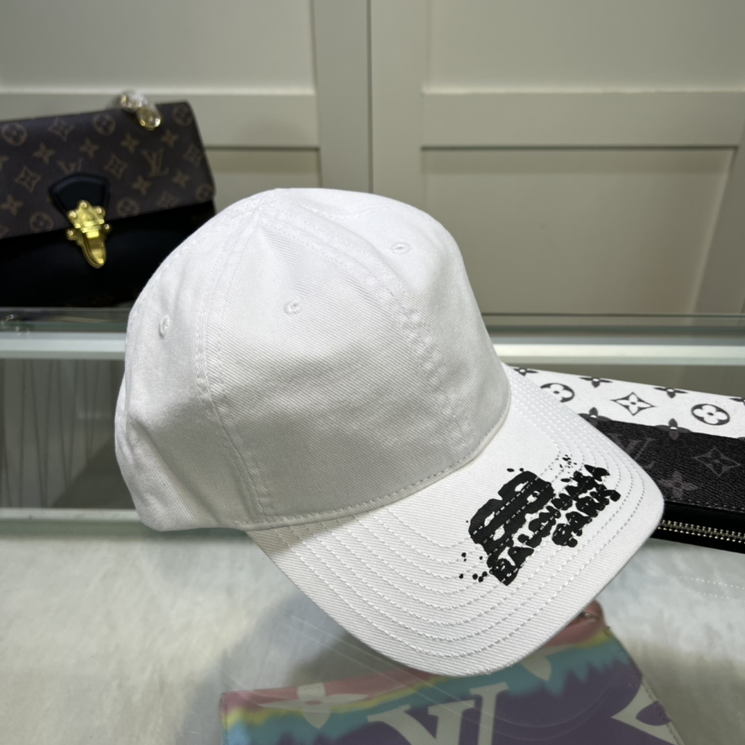 Balenciaga Hand Drawn BB Icon Cap In White - DopestKickz