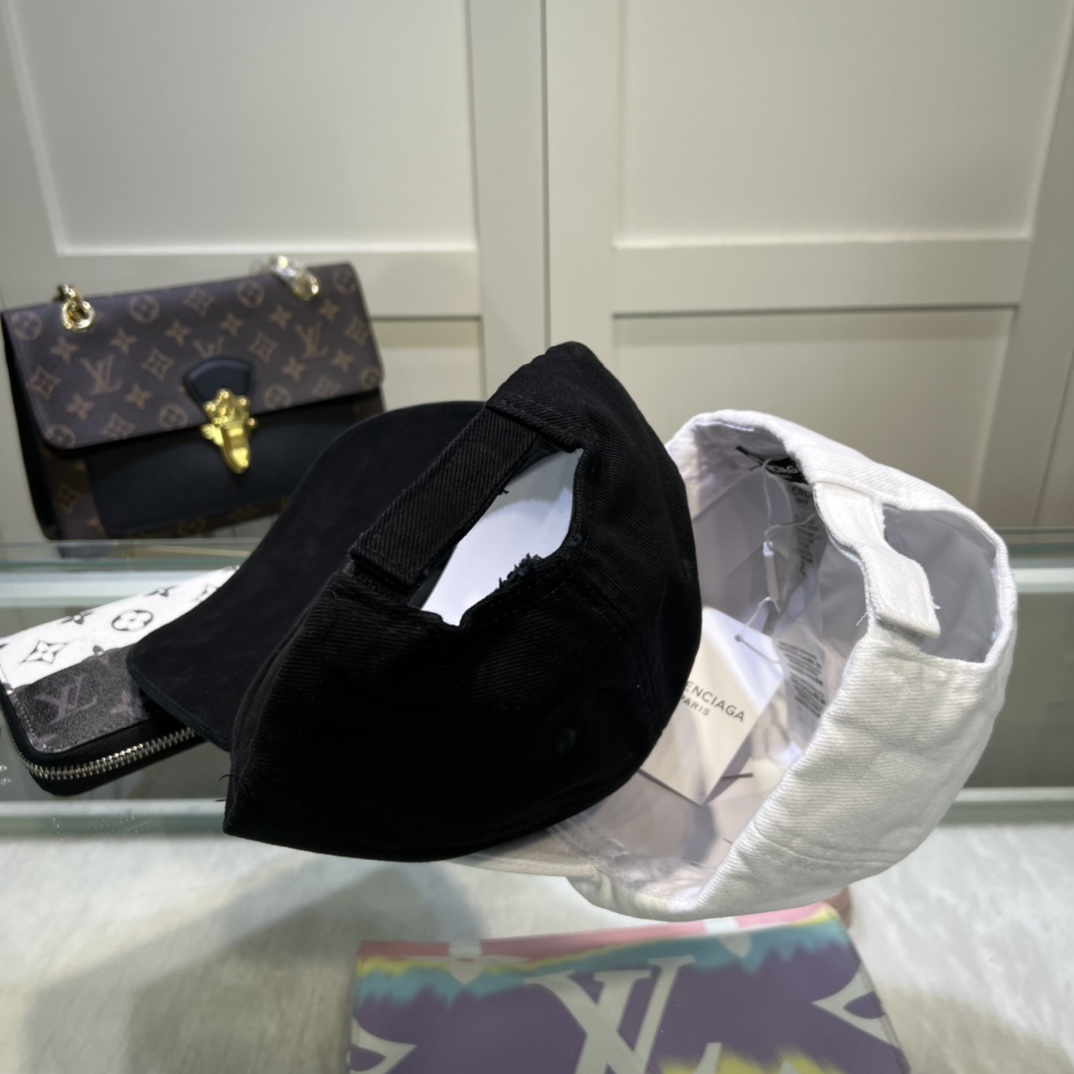 Balenciaga BB Laser Destroyed Cap In Black - DopestKickz