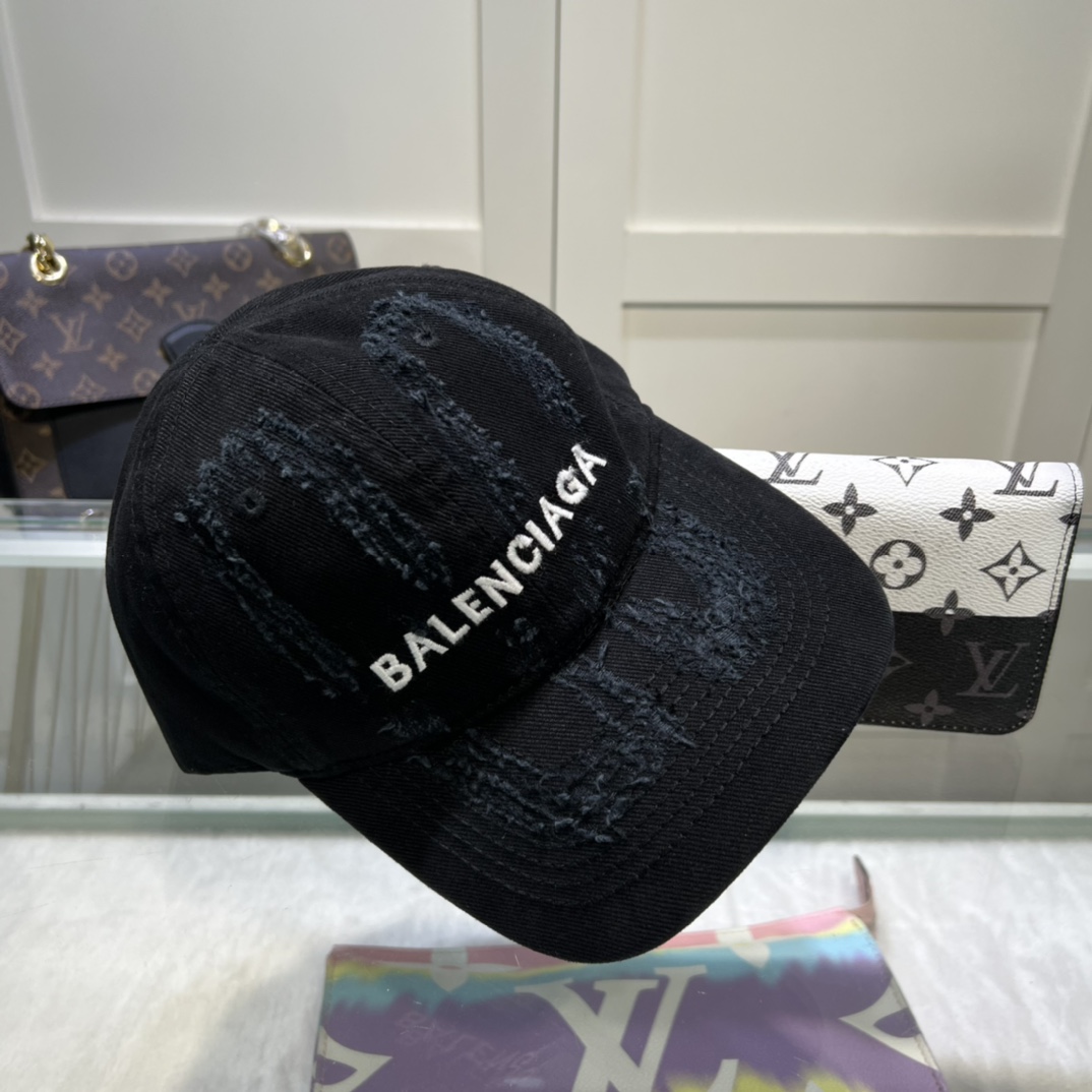 Balenciaga BB Laser Destroyed Cap In Black - DopestKickz