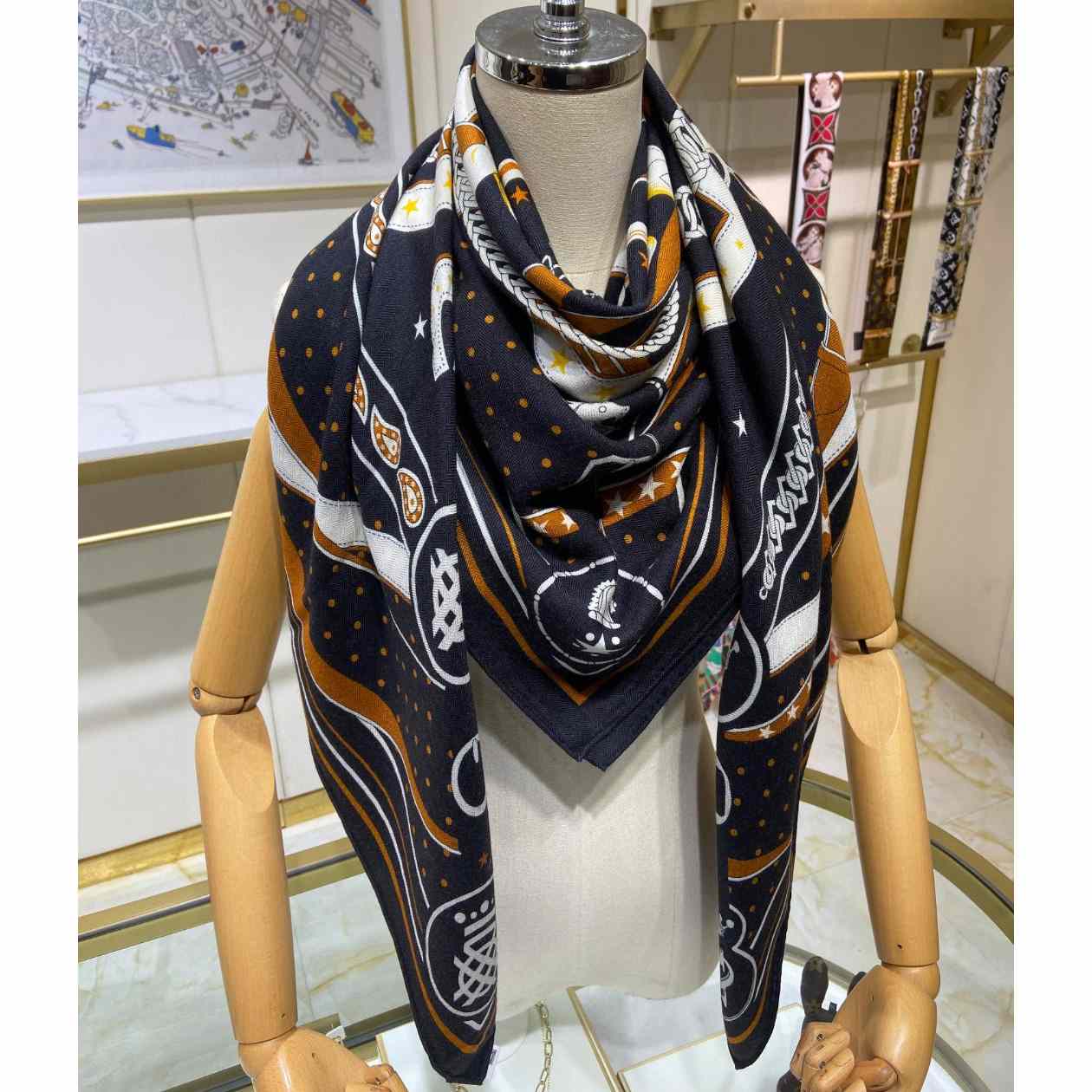 Hermes La Promenade Du Matin Bandana Shawl 140 - DopestKickz