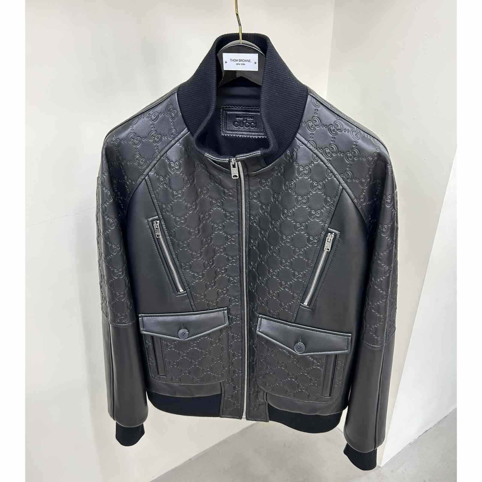 Gucci GG Leather Jacket - DopestKickz