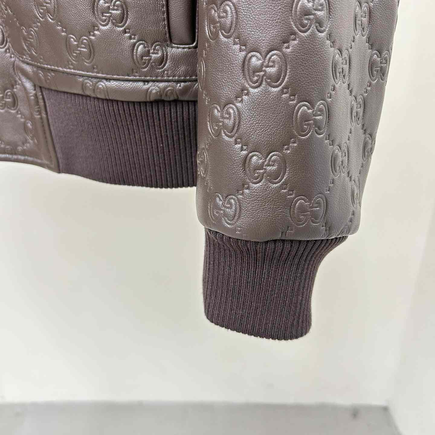 Gucci GG Leather Bomber Jacket - DopestKickz