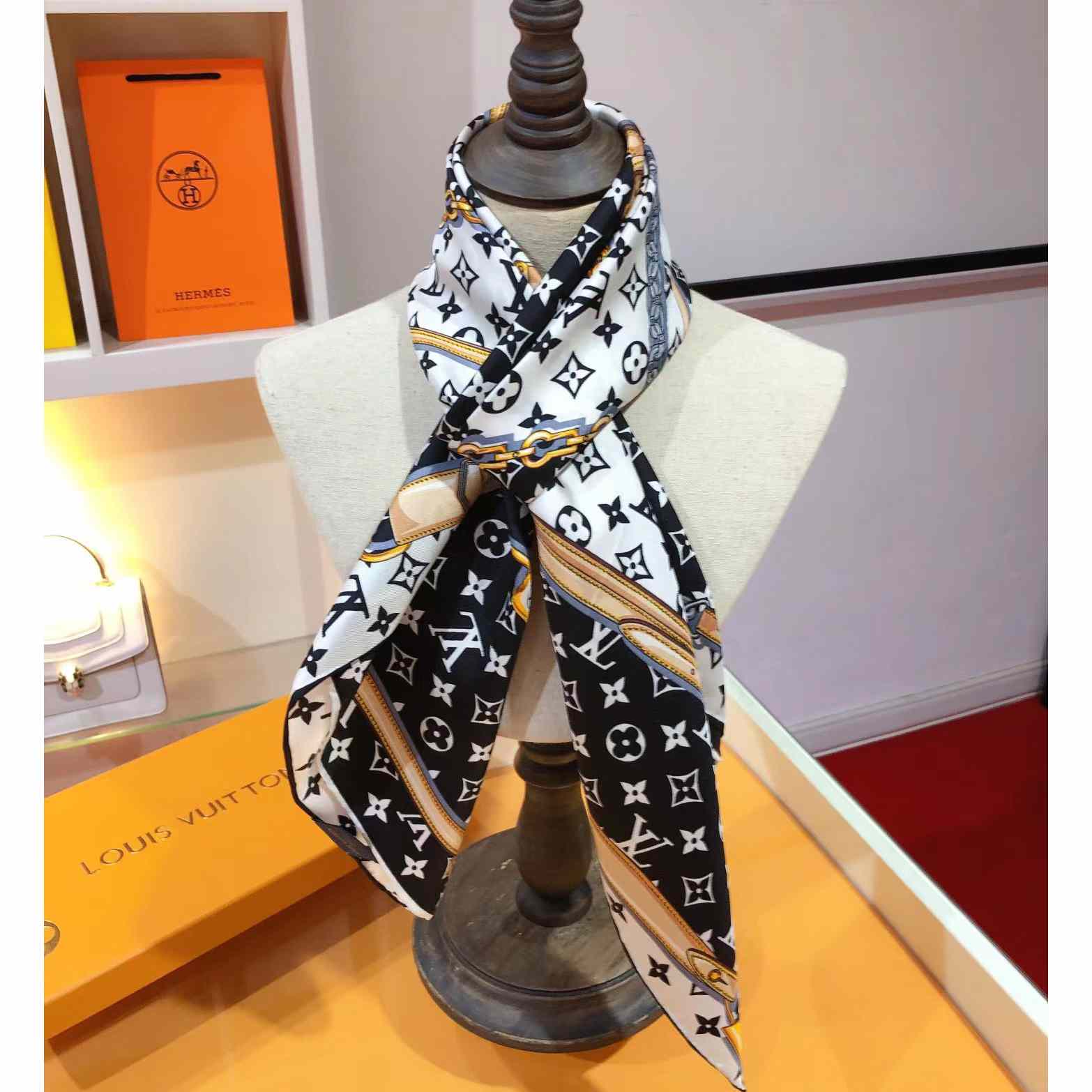 Louis Vuitton Silk Monogram Confidential Square Scarf  - DopestKickz
