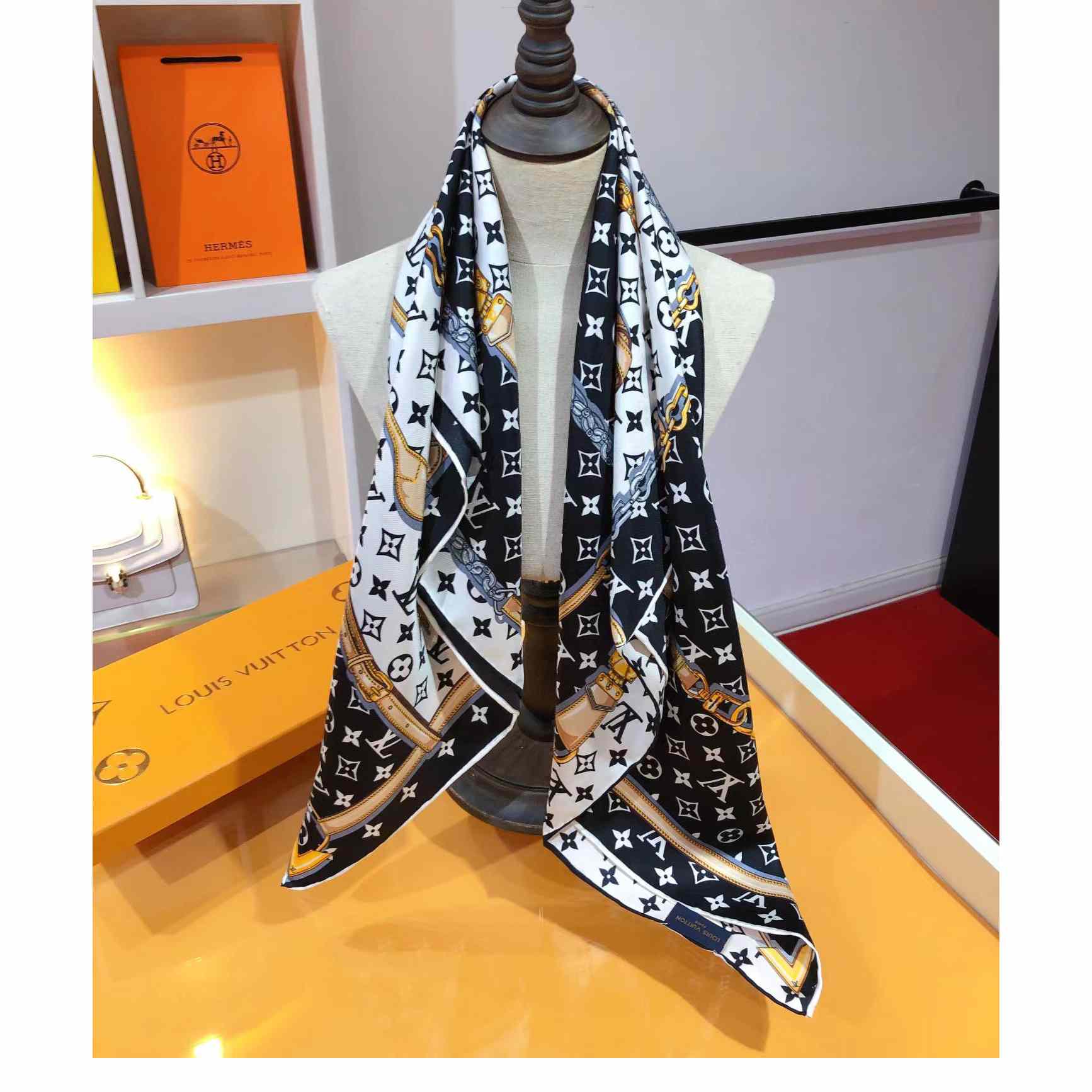 Louis Vuitton Silk Monogram Confidential Square Scarf  - DopestKickz