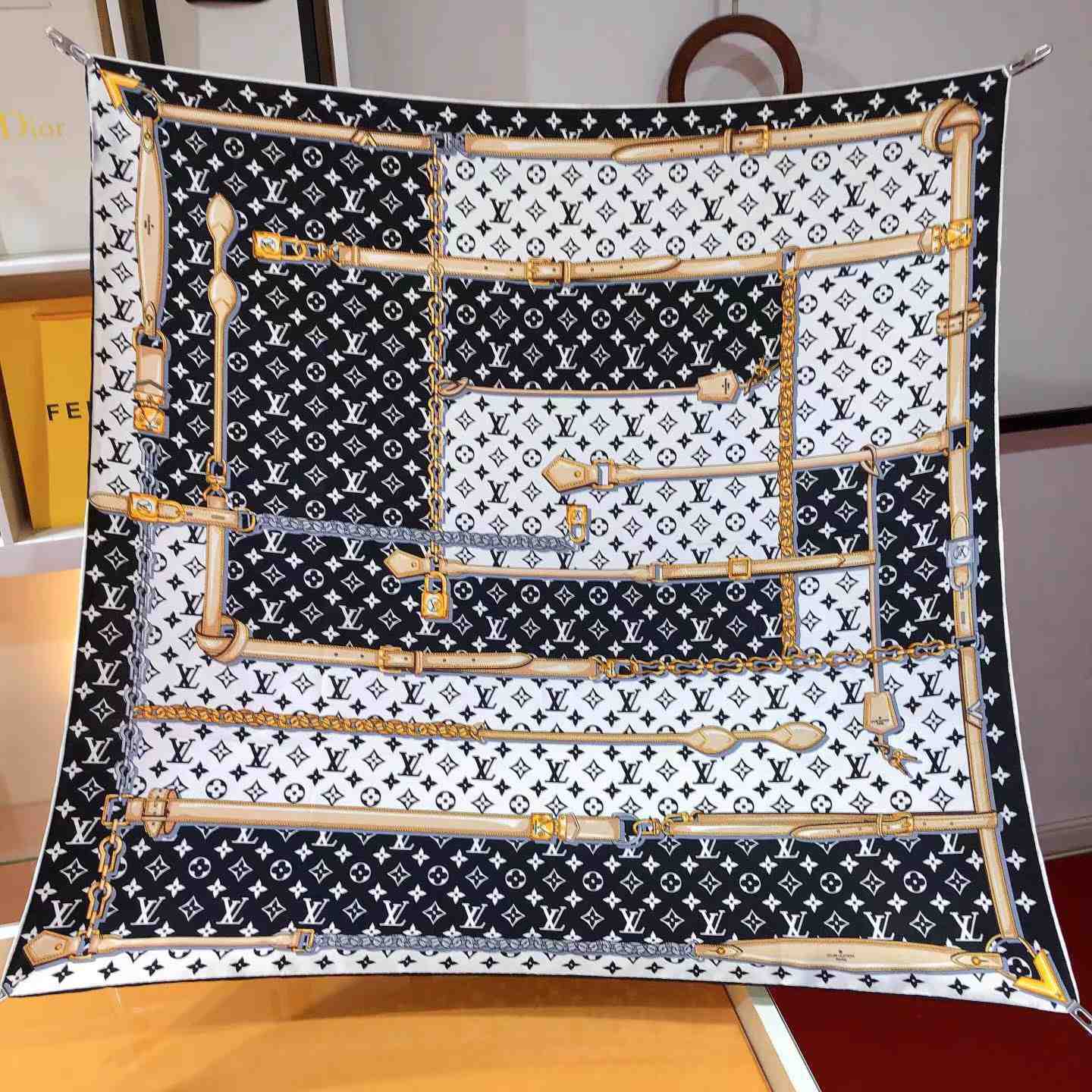 Louis Vuitton Silk Monogram Confidential Square Scarf  - DopestKickz