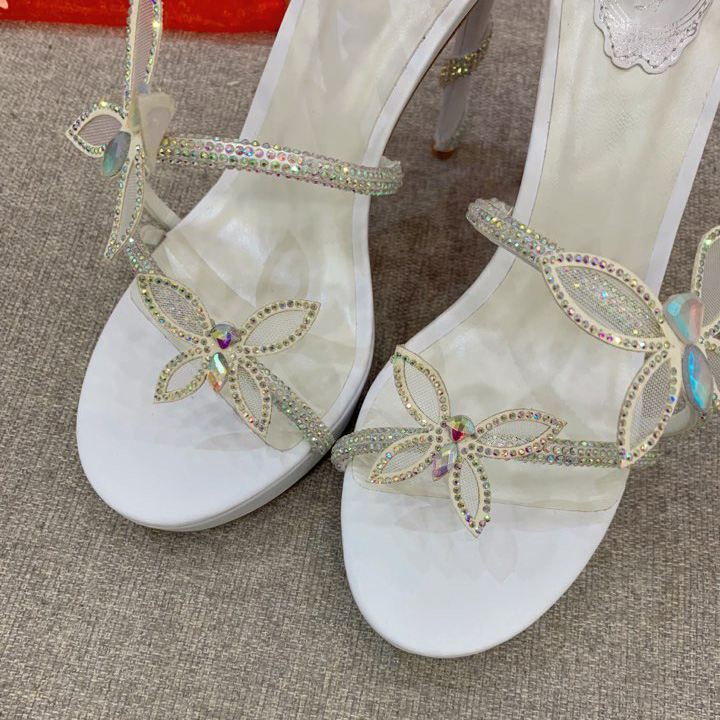 Rene Caovilla Margot Crystal White Platform Sandal 120 - DopestKickz