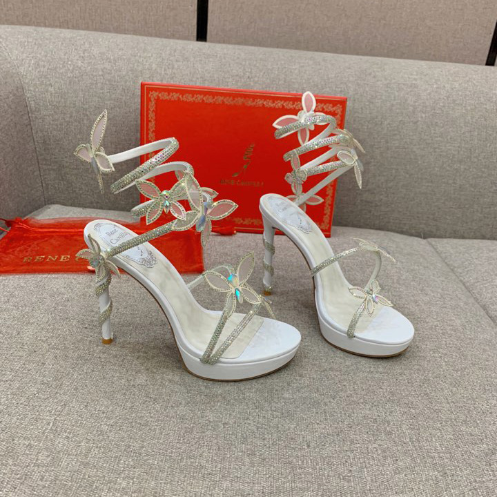Rene Caovilla Margot Crystal White Platform Sandal 120 - DopestKickz