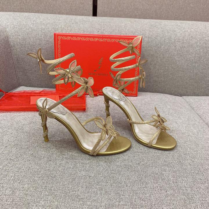 Rene Caovilla Margot Crystal Gold Butterfly Sandal   95 - DopestKickz