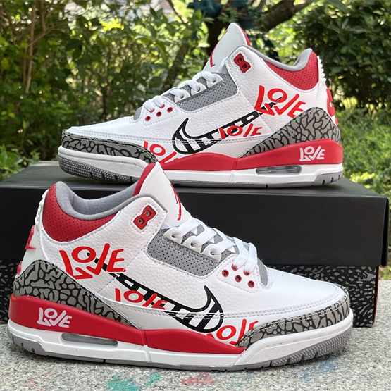 Air Jordan 3 OG “Fire Red”DIY Love Basketball Shoes   DN3707-160  - DopestKickz