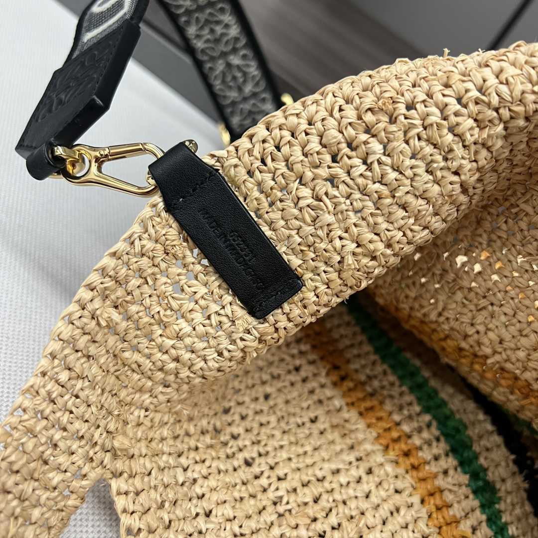 Loewe Mini Slit Bag In Striped Raffia And Calfskin - DopestKickz