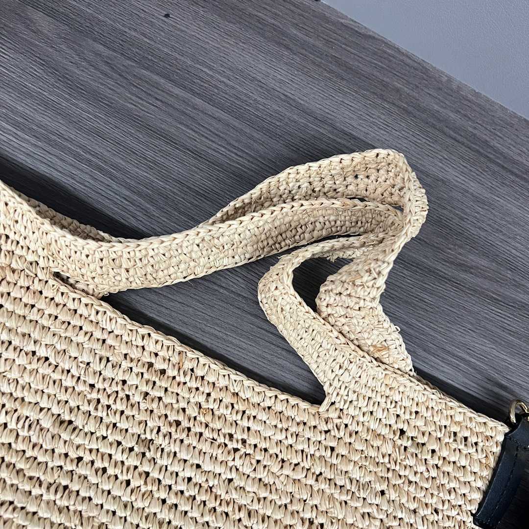 Loewe Mini Slit Bag In Striped Raffia And Calfskin - DopestKickz