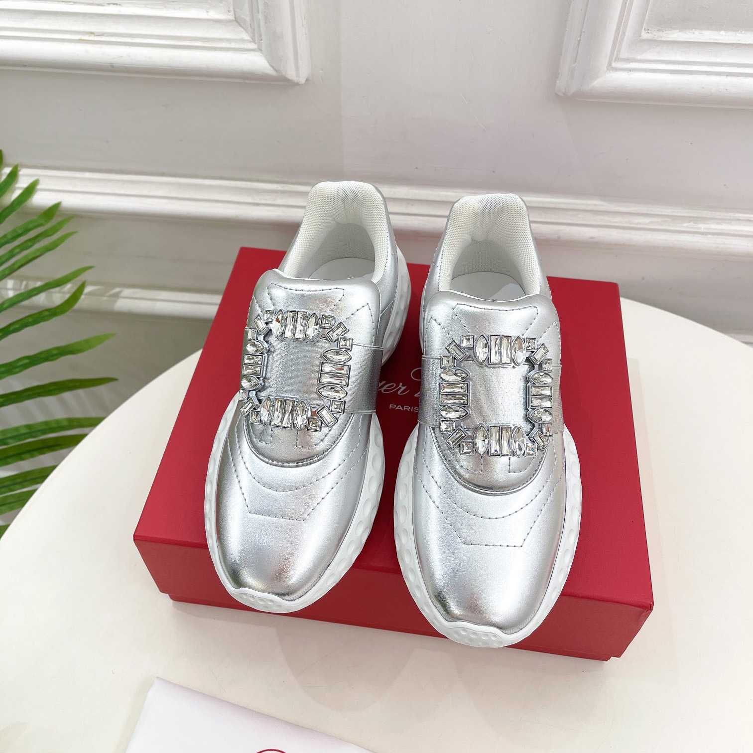 Roger Vivier Viv' Run Light Strass Buckle Sneakers In Fabrics - DopestKickz
