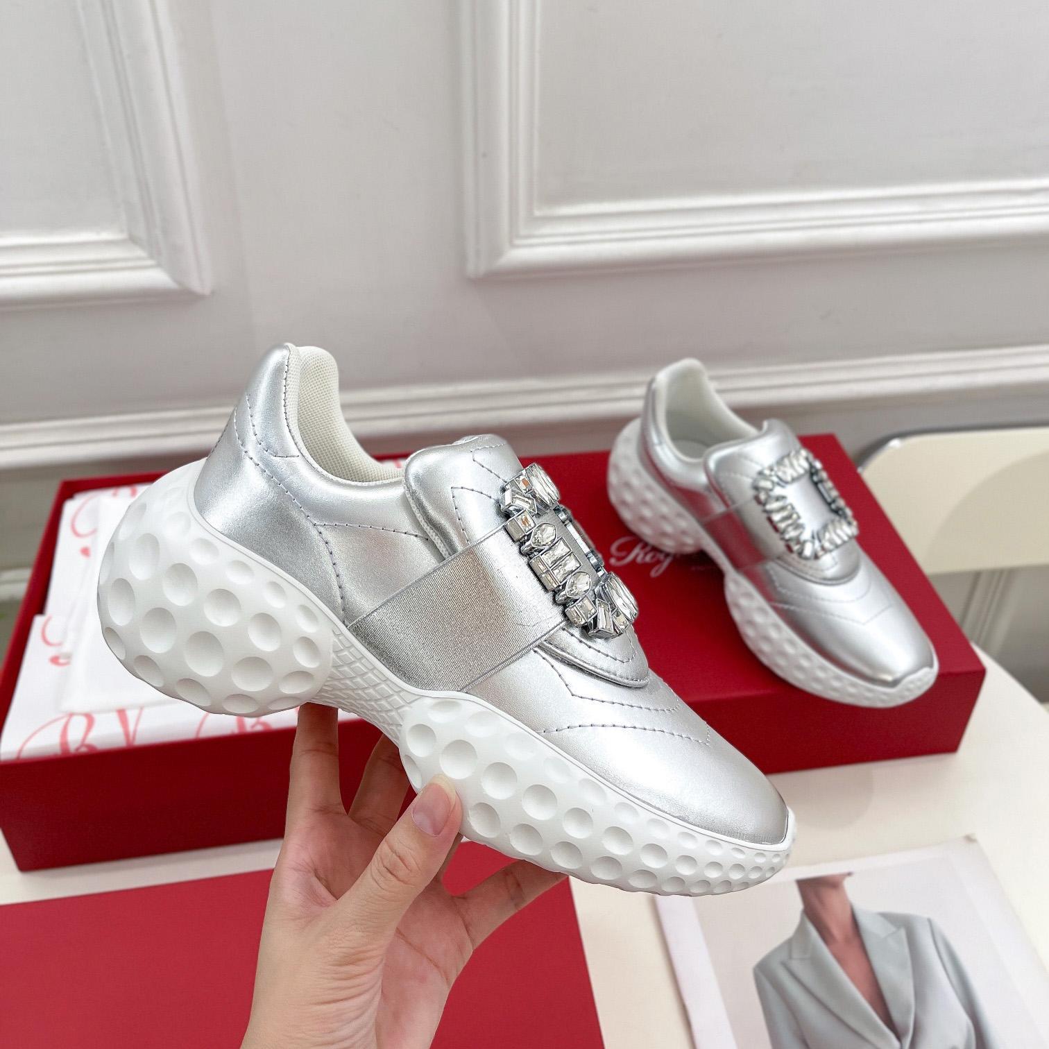 Roger Vivier Viv' Run Light Strass Buckle Sneakers In Fabrics - DopestKickz