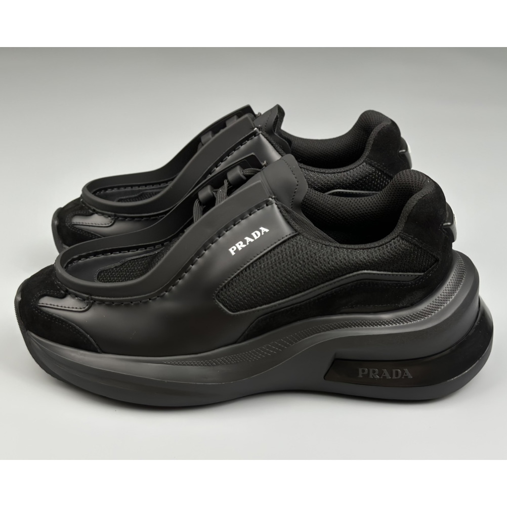 Prada Systeme Brushed Leather Sneakers With Bike Fabric And Suede Elements - DopestKickz