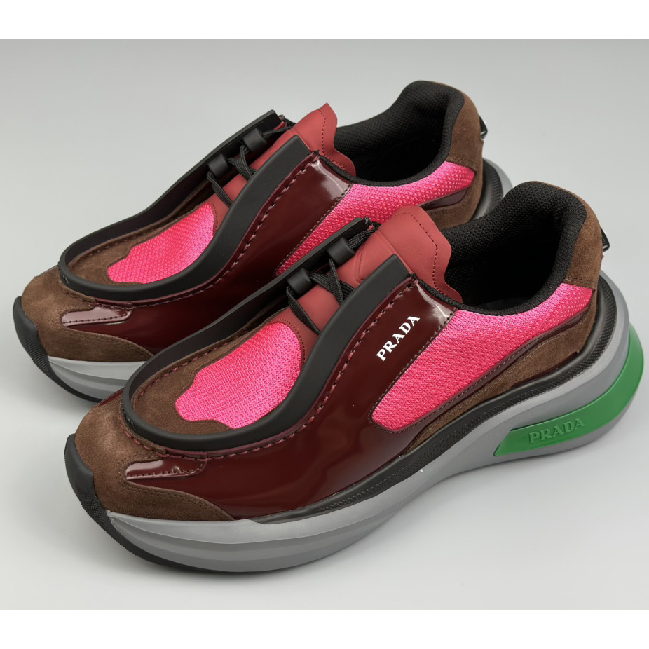 Prada Systeme Brushed Leather Sneakers With Bike Fabric And Suede  - DopestKickz