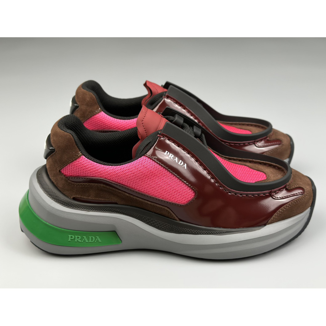 Prada Systeme Brushed Leather Sneakers With Bike Fabric And Suede  - DopestKickz