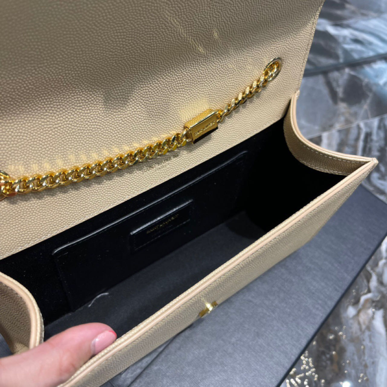 Saint Laurent Kate Chain Wallet WIth Tassel In Grain De Poudre Embossed Leather - DopestKickz