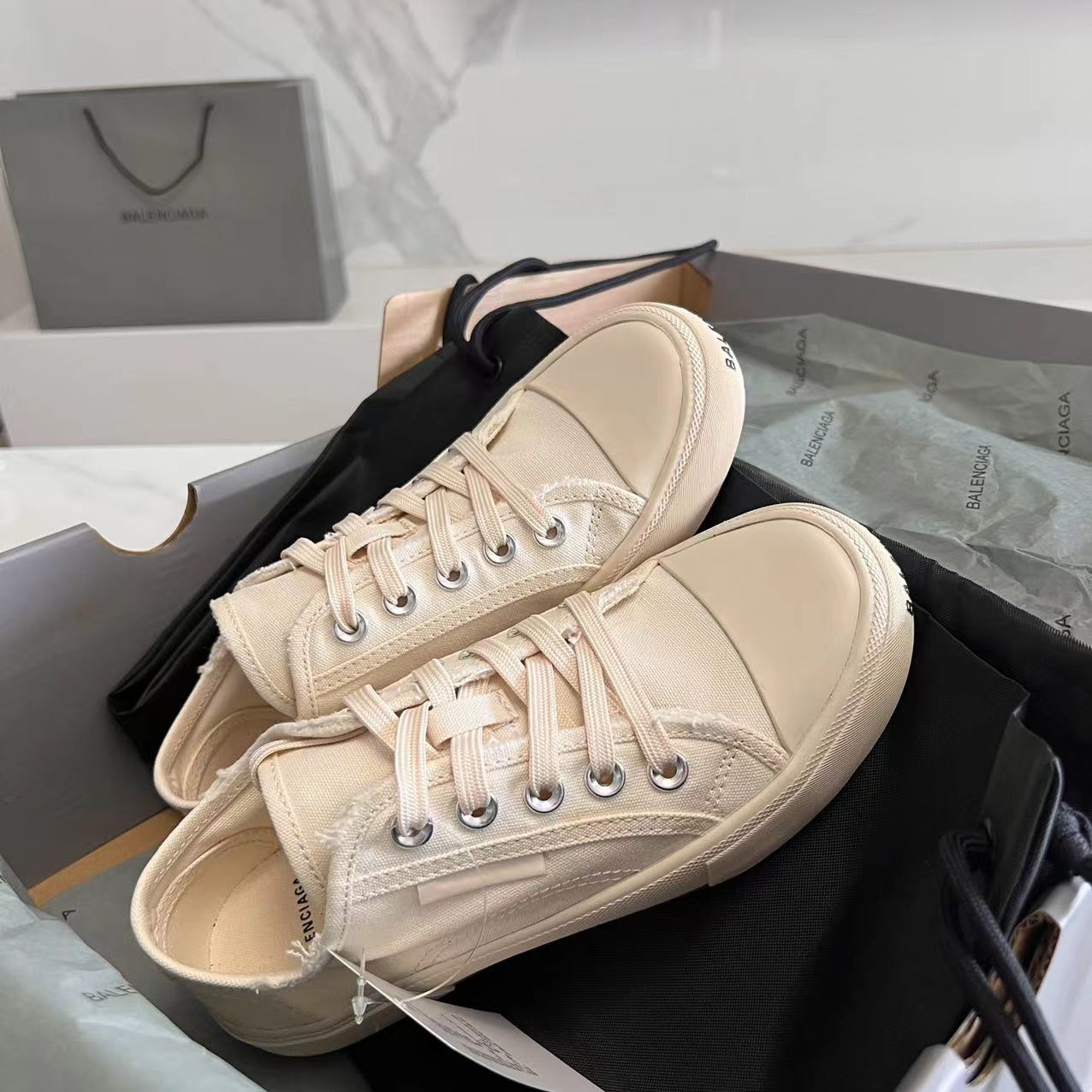 Balenciaga Paris Low Top Sneaker In White  - DopestKickz