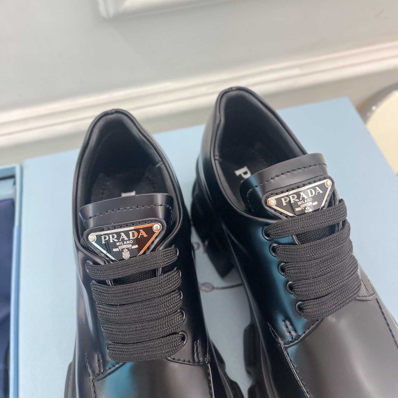 Prada Monolith Brushed Leather Lace-up Shoes - DopestKickz