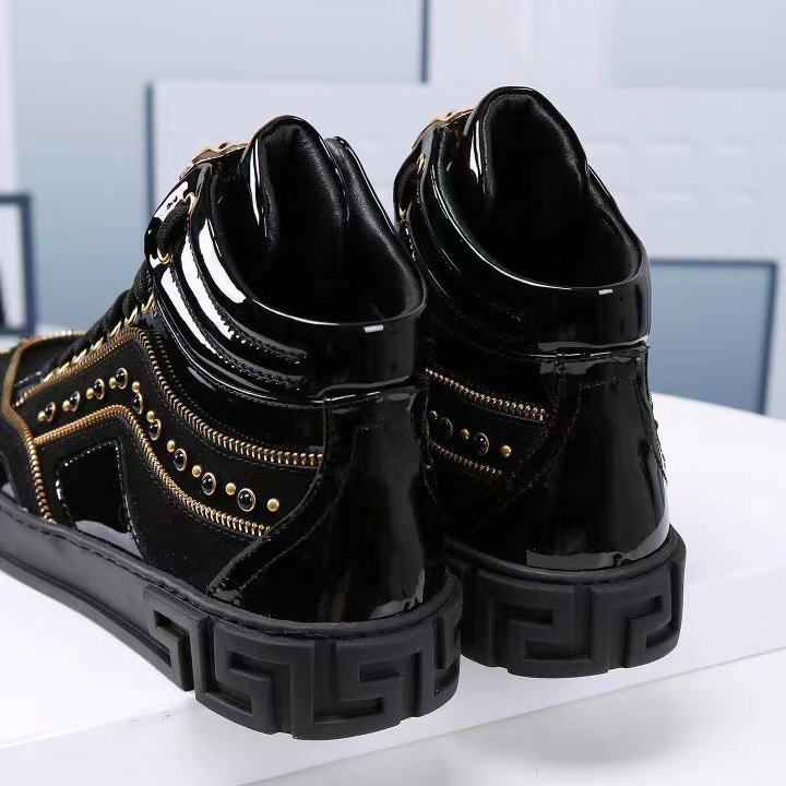 Versace High-top Shoes In Black  (50% Off Sale)   xz701 - DopestKickz