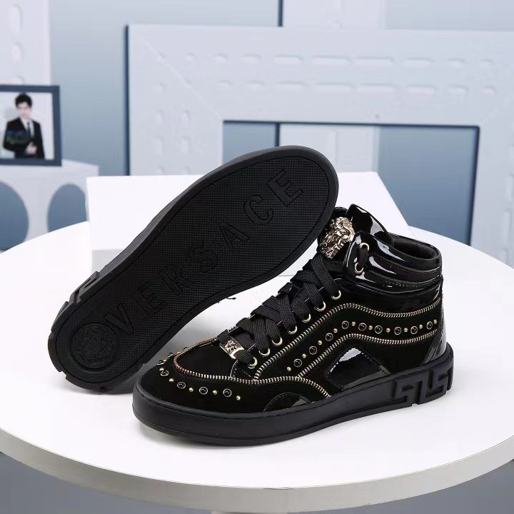 Versace High-top Shoes In Black  (50% Off Sale)   xz701 - DopestKickz