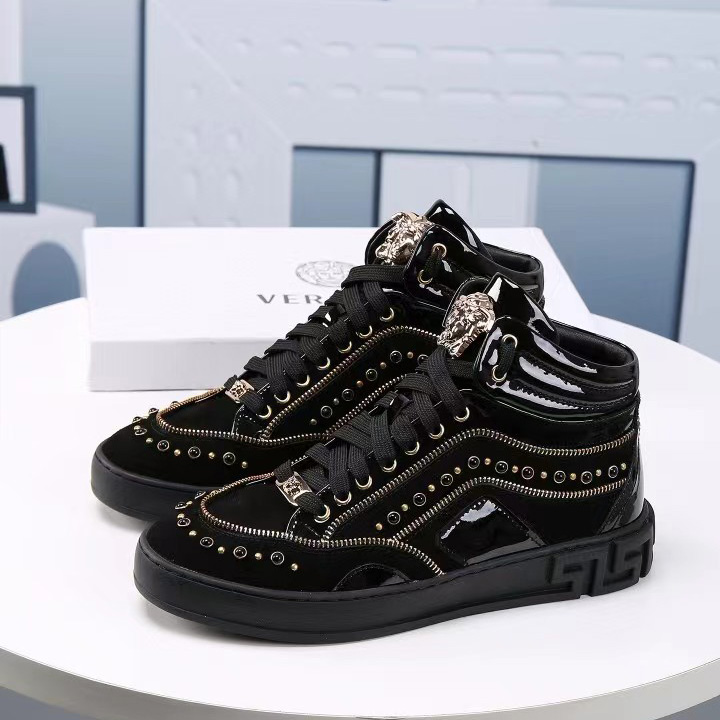 Versace High-top Shoes In Black  (50% Off Sale)   xz701 - DopestKickz