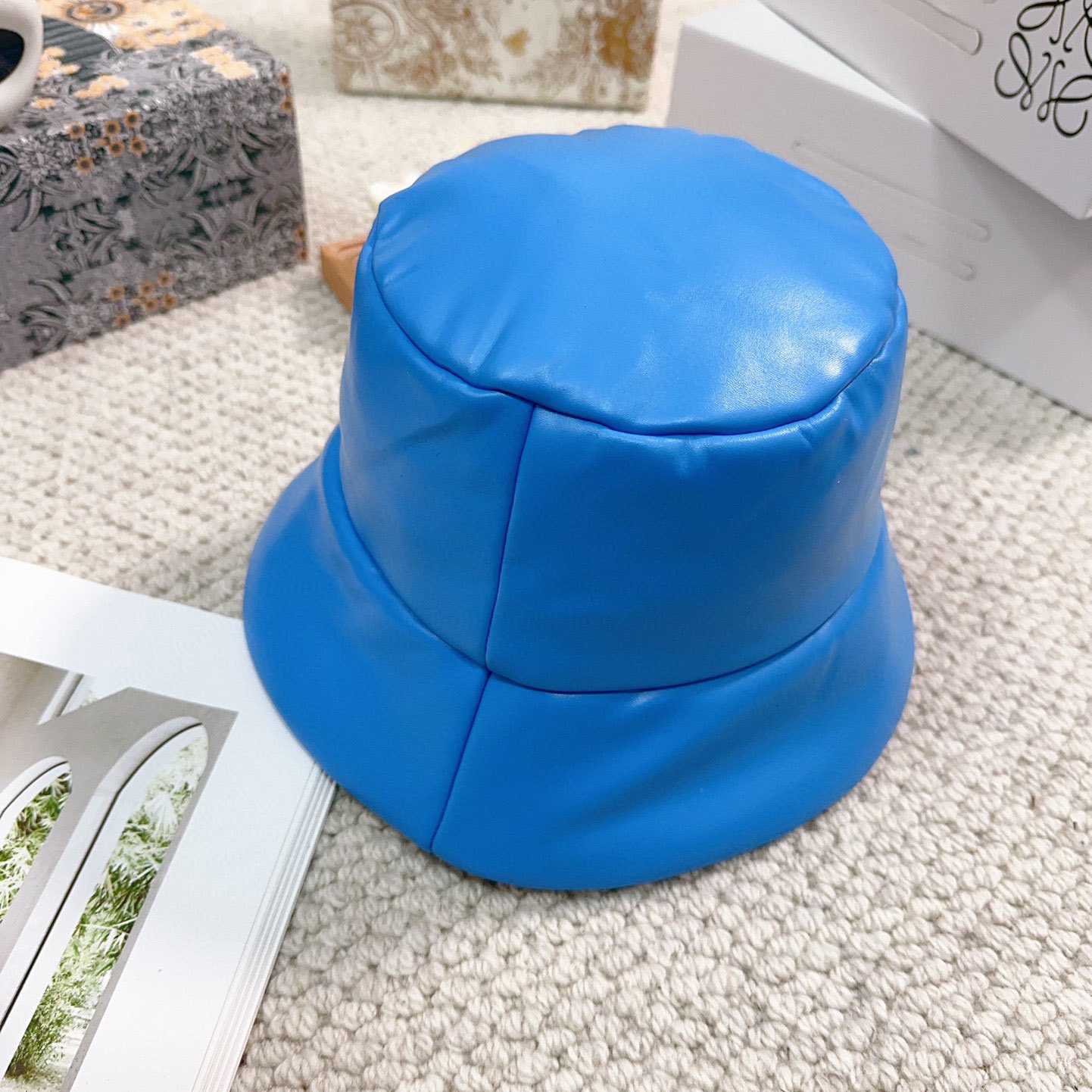 Prada Enamelled-logo Leather Bucket Hat - DopestKickz