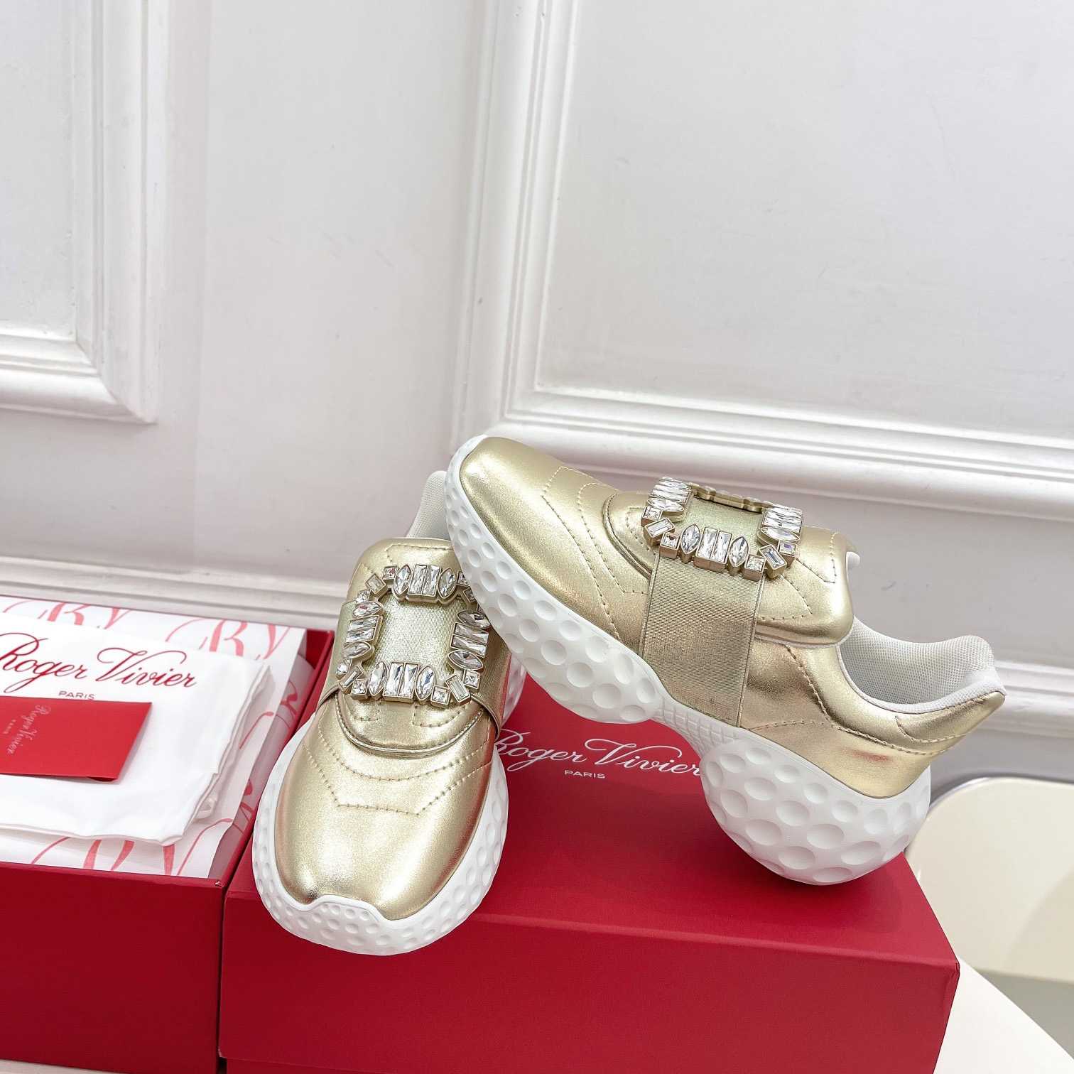 Roger Vivier Viv' Run Light Strass Buckle Sneakers In Fabrics - DopestKickz