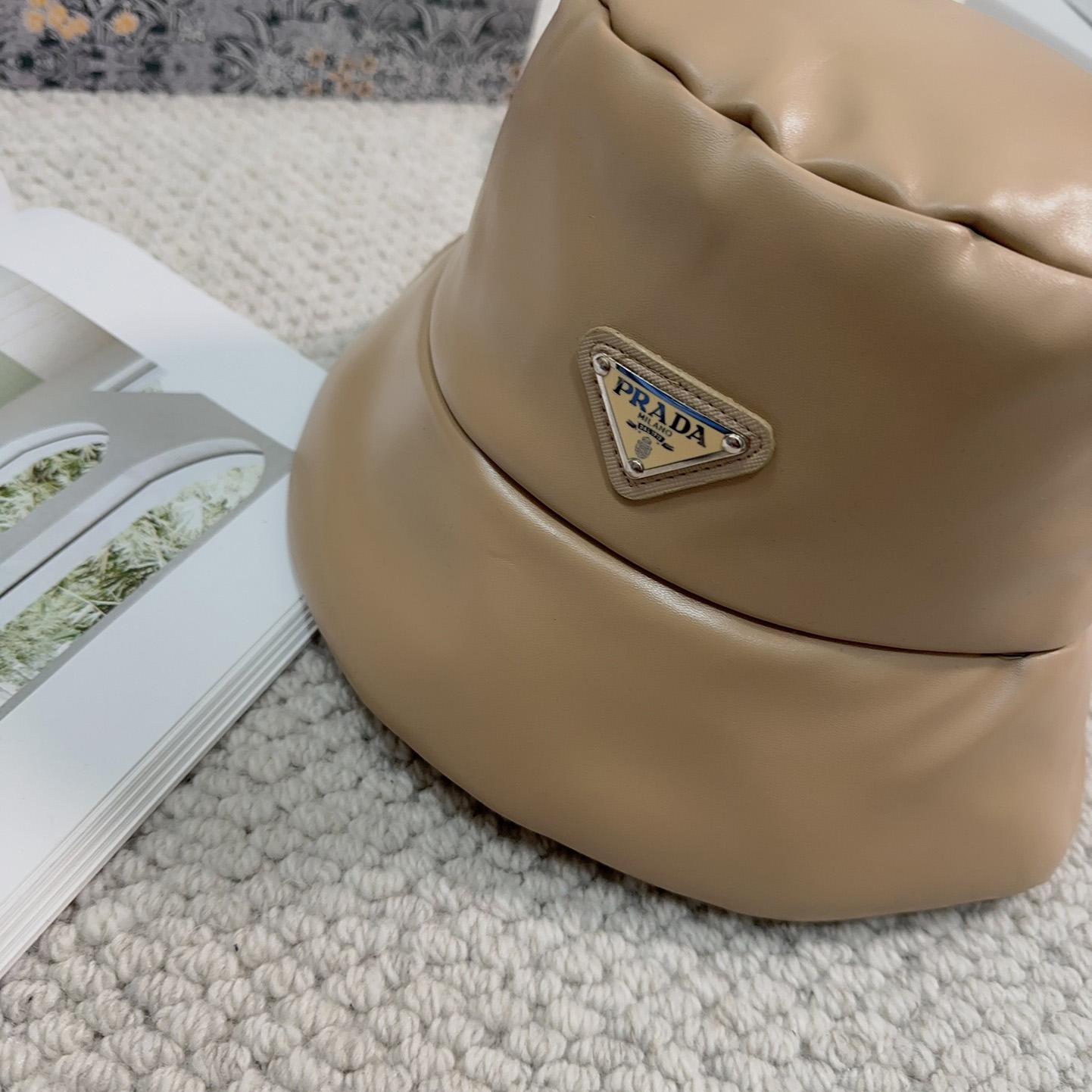 Prada Enamelled-logo Leather Bucket Hat - DopestKickz