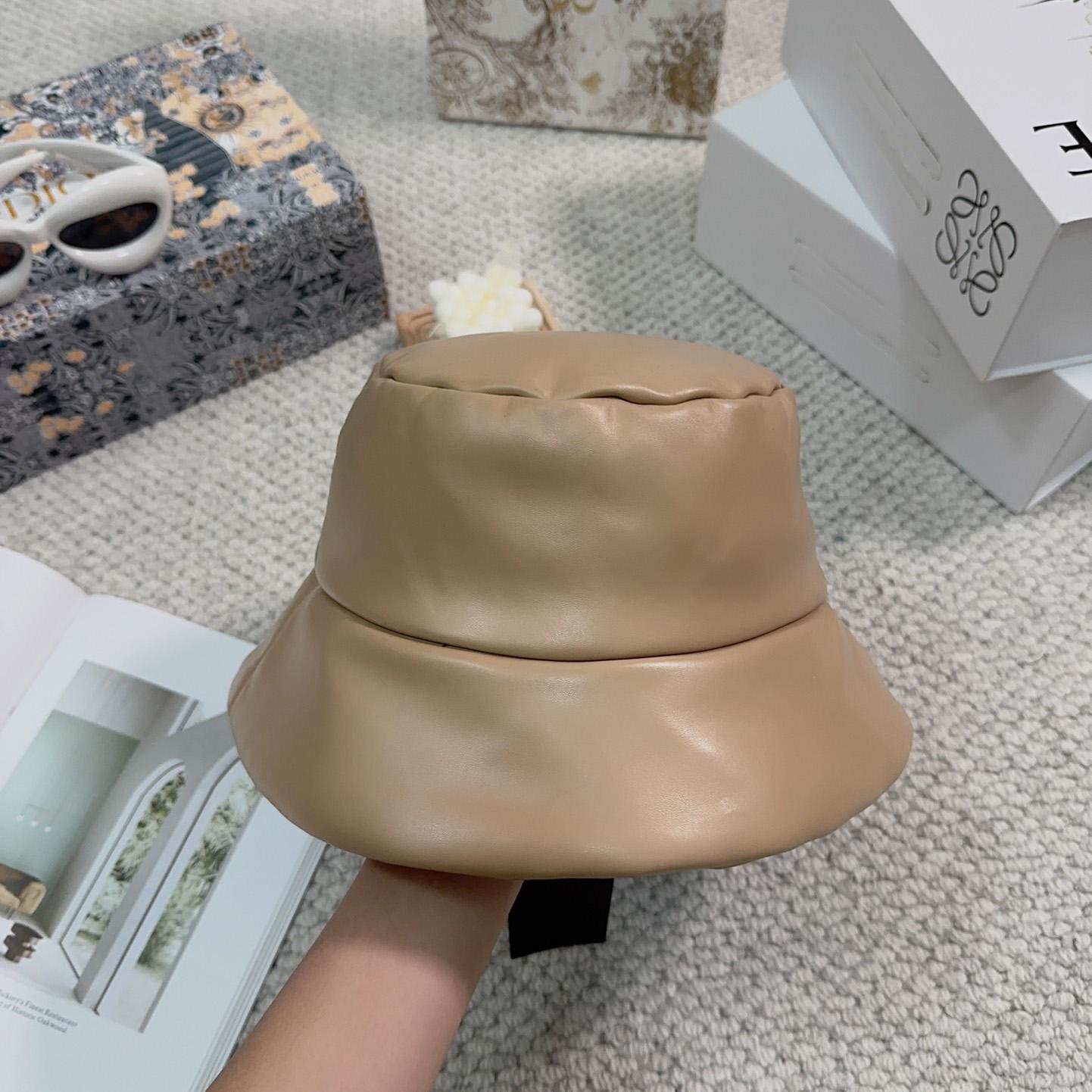 Prada Enamelled-logo Leather Bucket Hat - DopestKickz