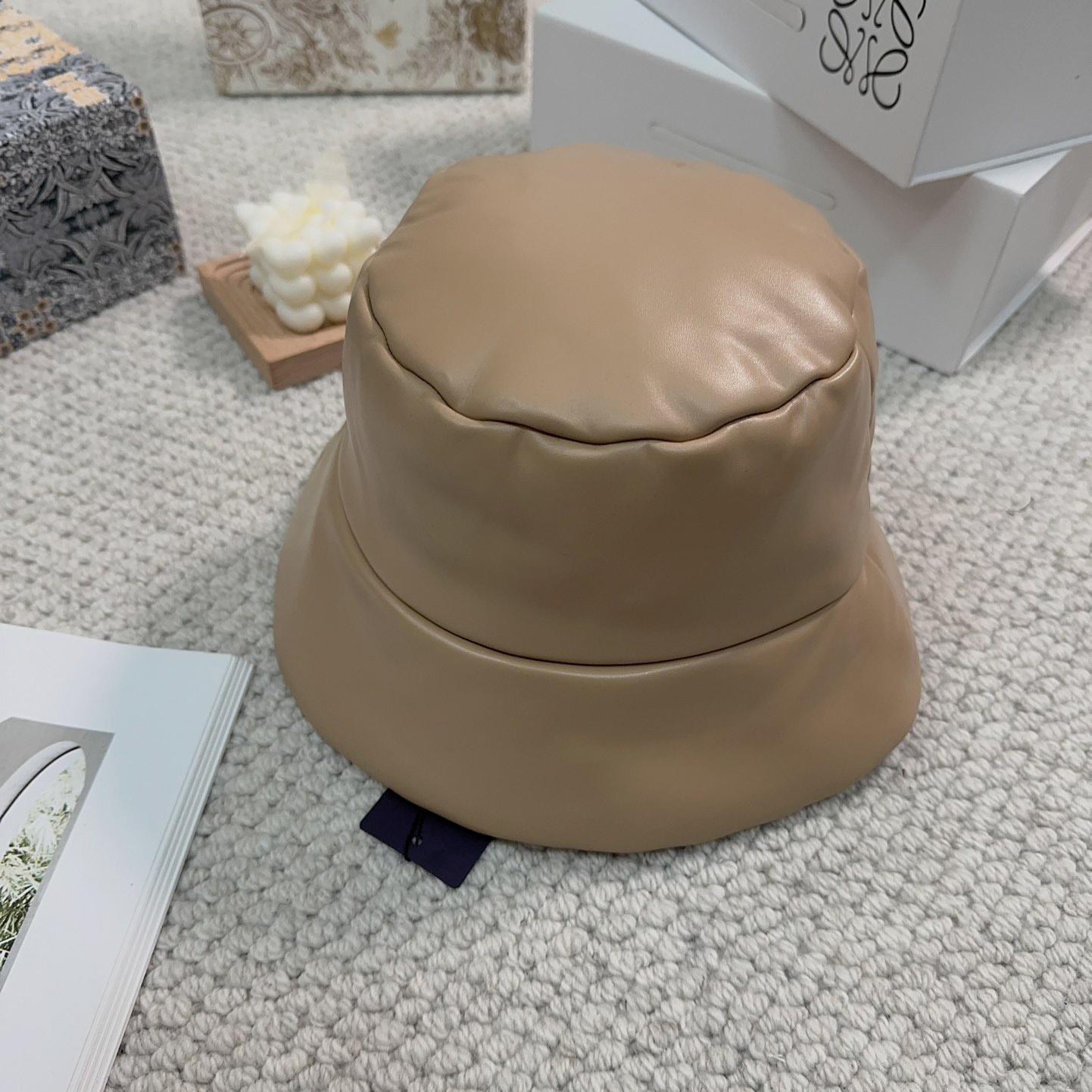 Prada Enamelled-logo Leather Bucket Hat - DopestKickz