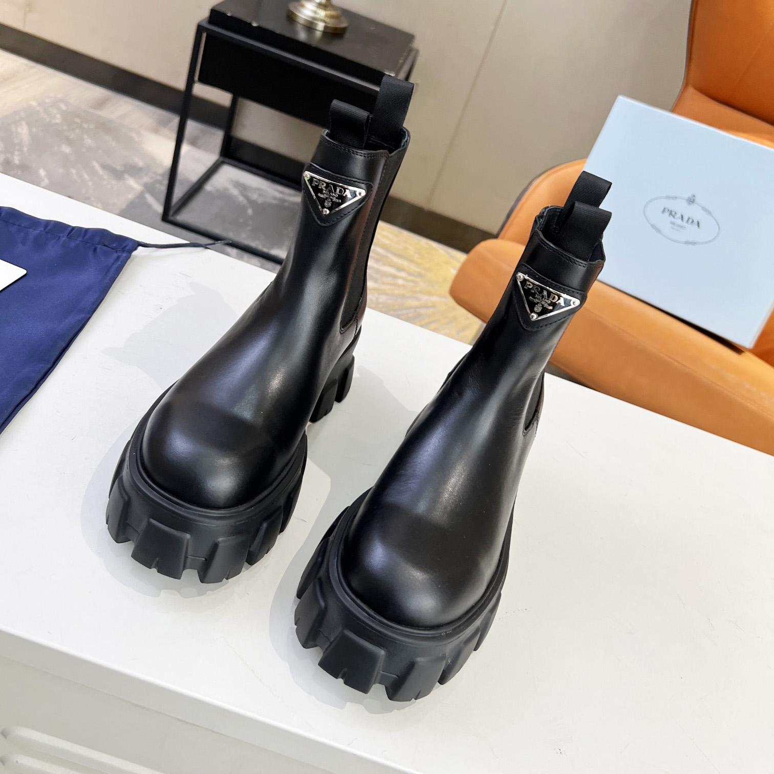 Prada Monolith Brushed Leather Booties - DopestKickz