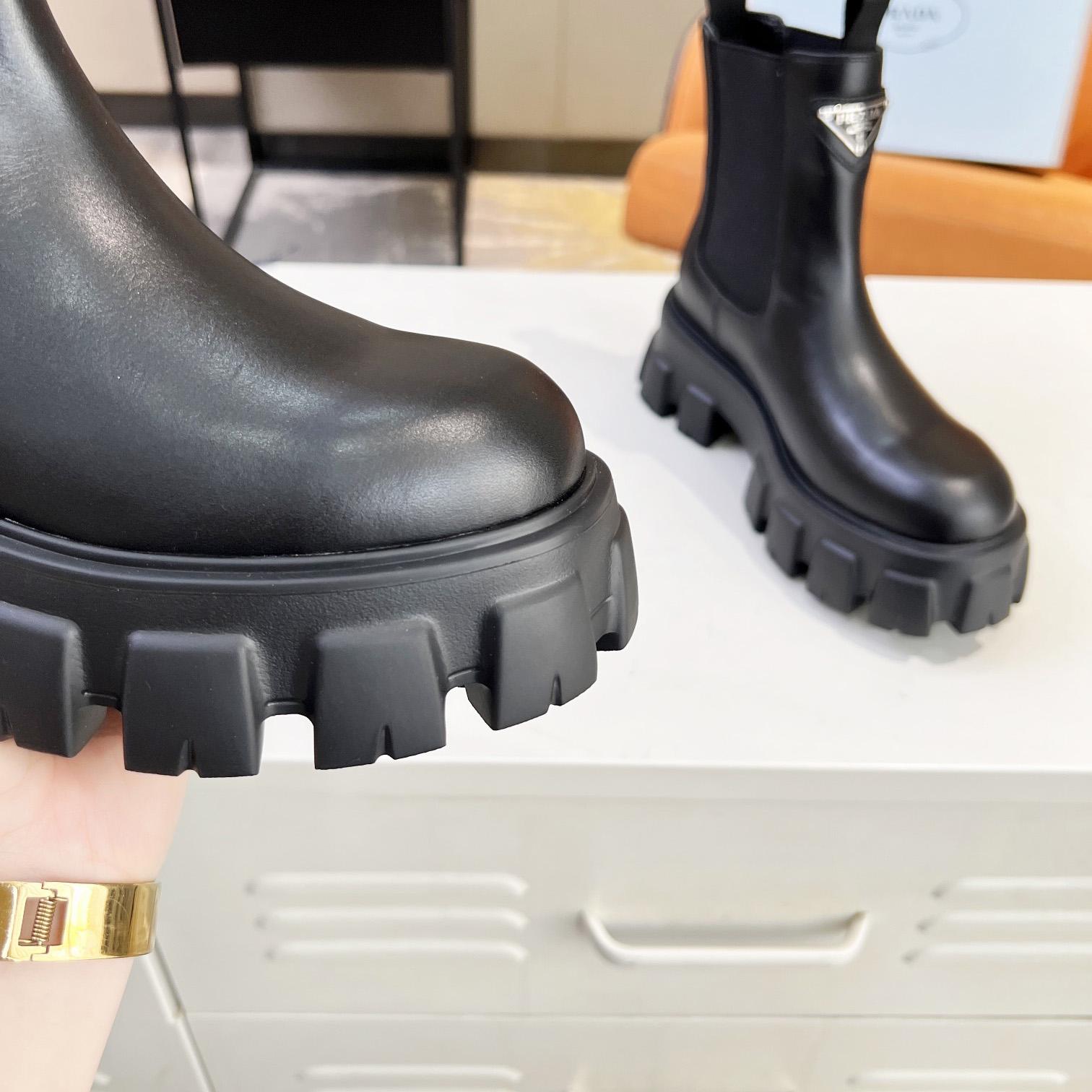 Prada Monolith Brushed Leather Booties - DopestKickz