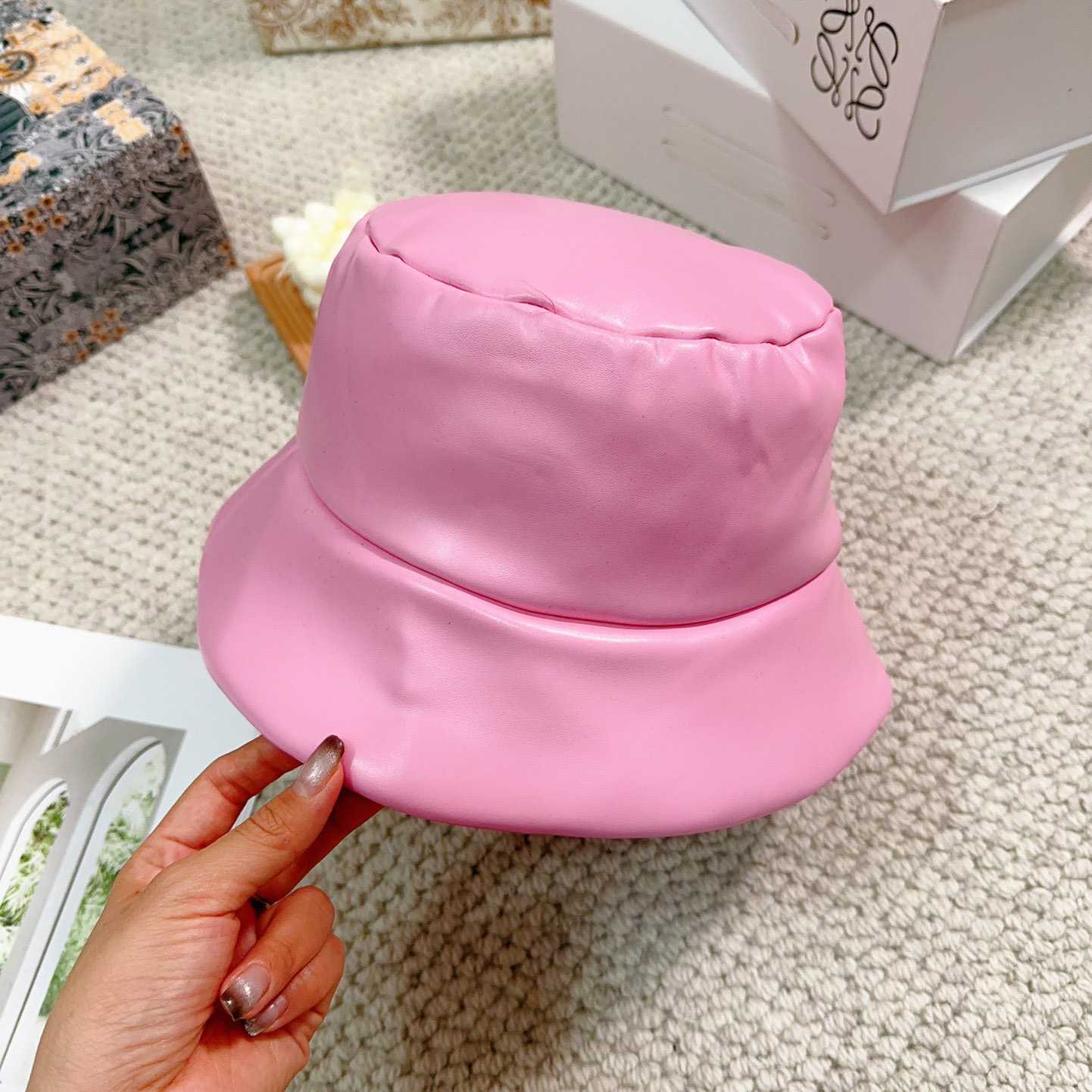 Prada Enamelled-logo Leather Bucket Hat - DopestKickz