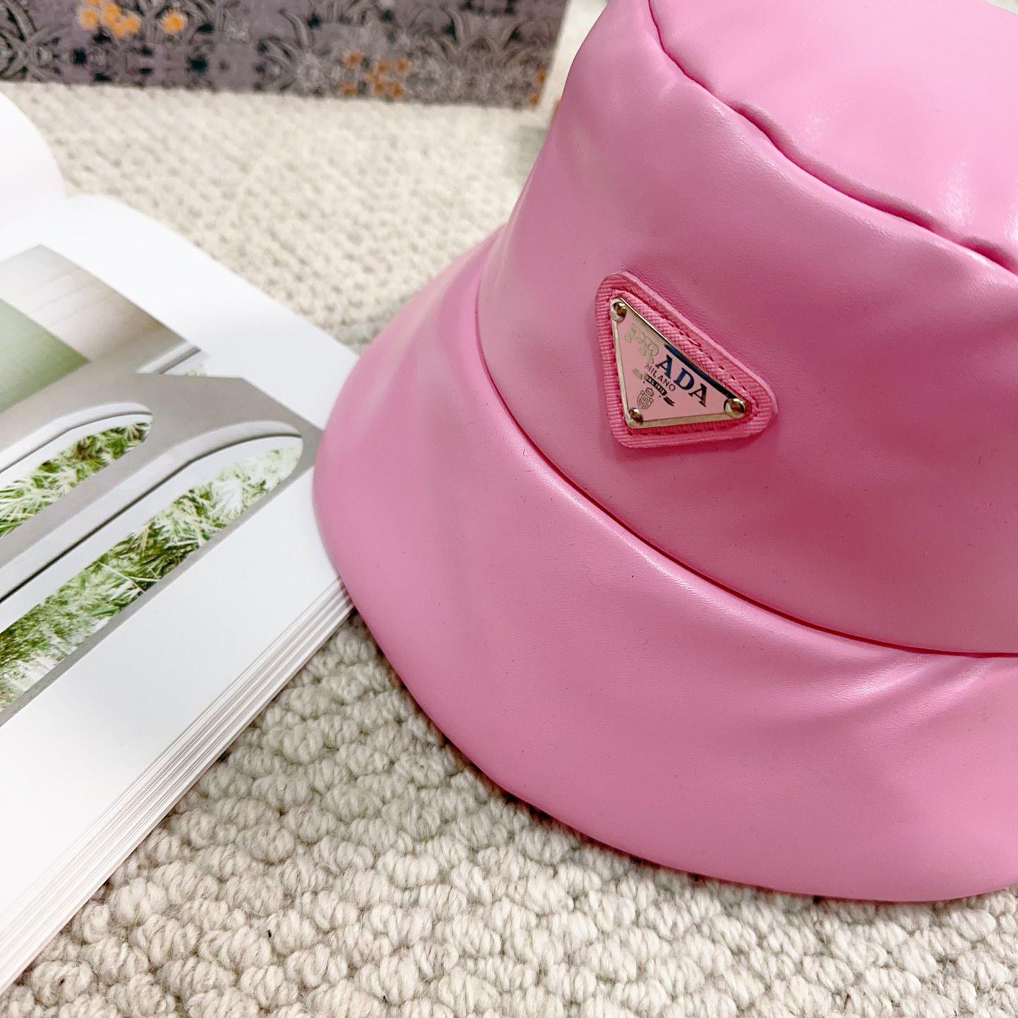 Prada Enamelled-logo Leather Bucket Hat - DopestKickz