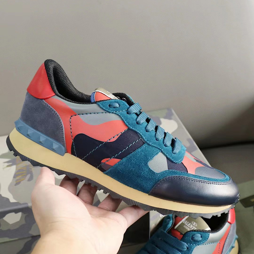 Valenti Multicolor Suede,Canvas and Leather Rockrunner Camouflage Sneakers - DopestKickz