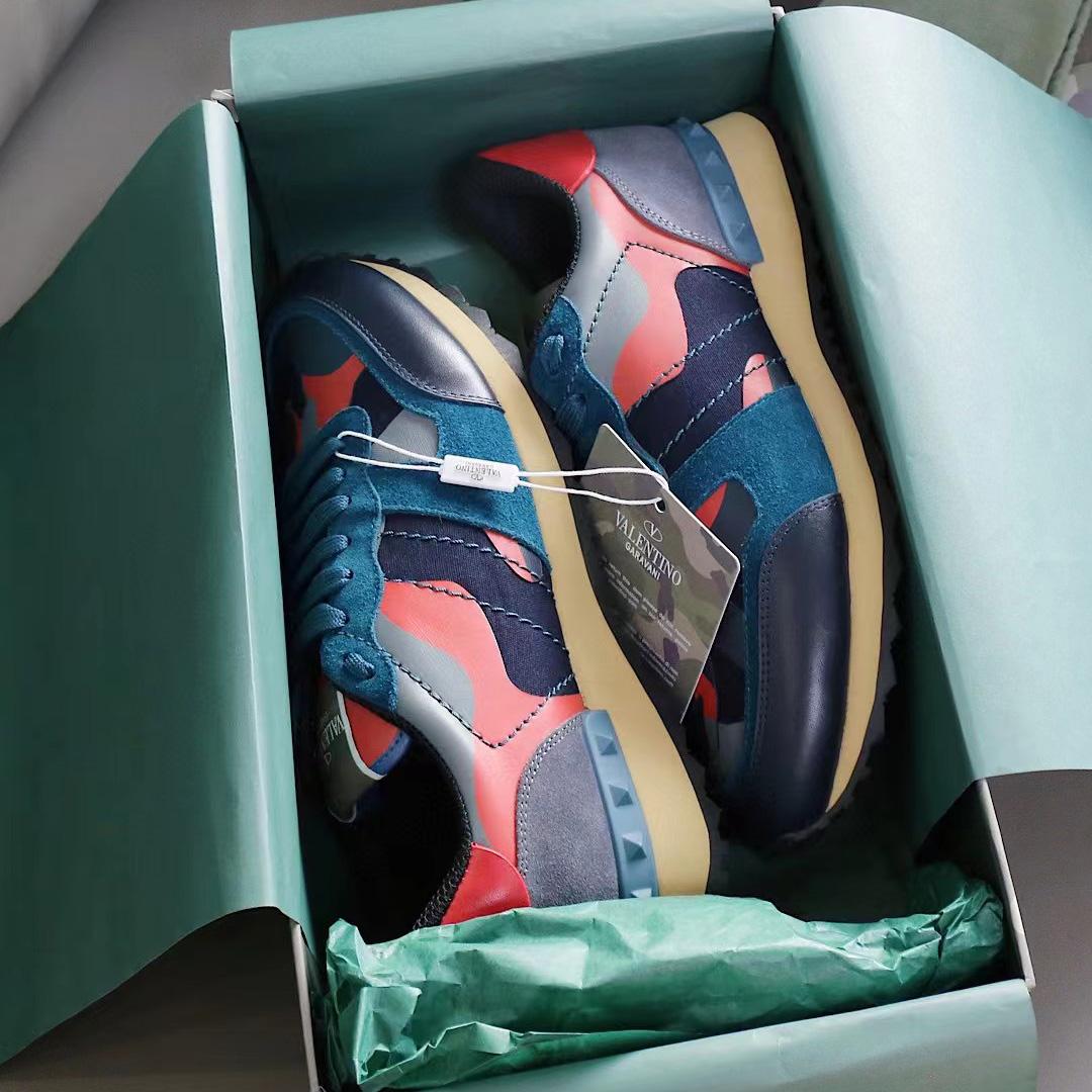 Valenti Multicolor Suede,Canvas and Leather Rockrunner Camouflage Sneakers - DopestKickz