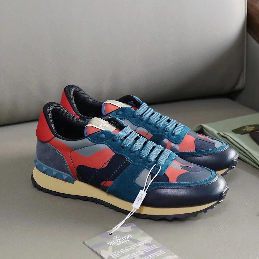 Valenti Multicolor Suede,Canvas and Leather Rockrunner Camouflage Sneakers - DopestKickz
