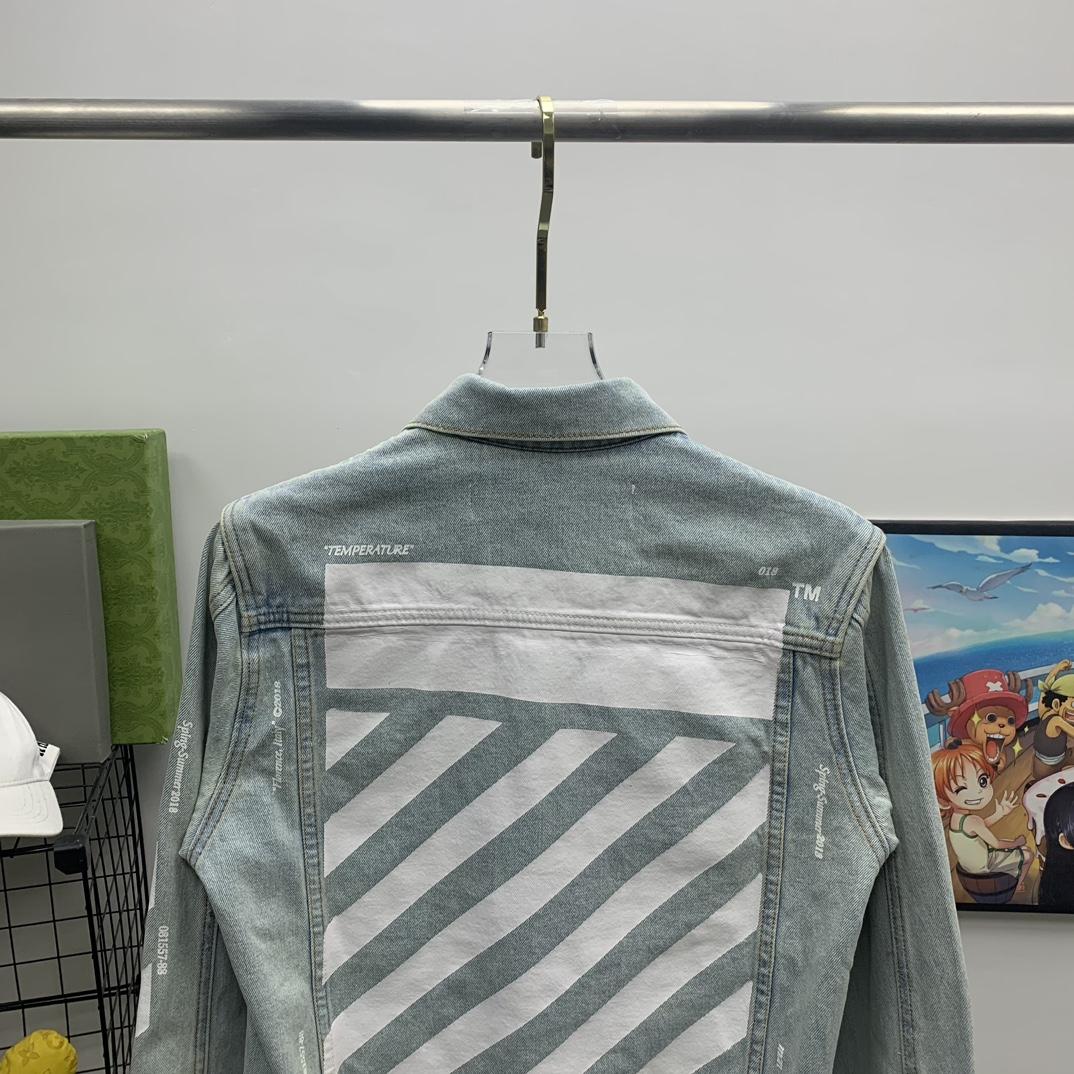 Off White Denim Oversized Denim Temperature Jacket - DopestKickz