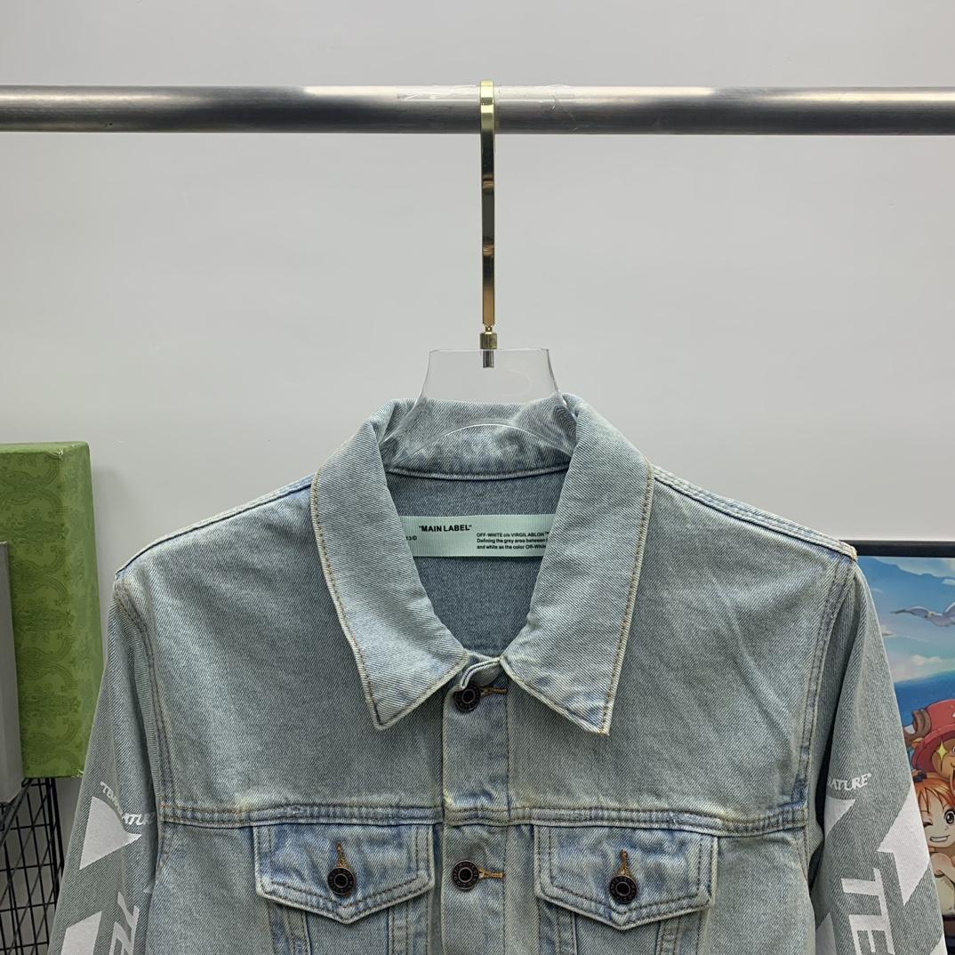 Off White Denim Oversized Denim Temperature Jacket - DopestKickz