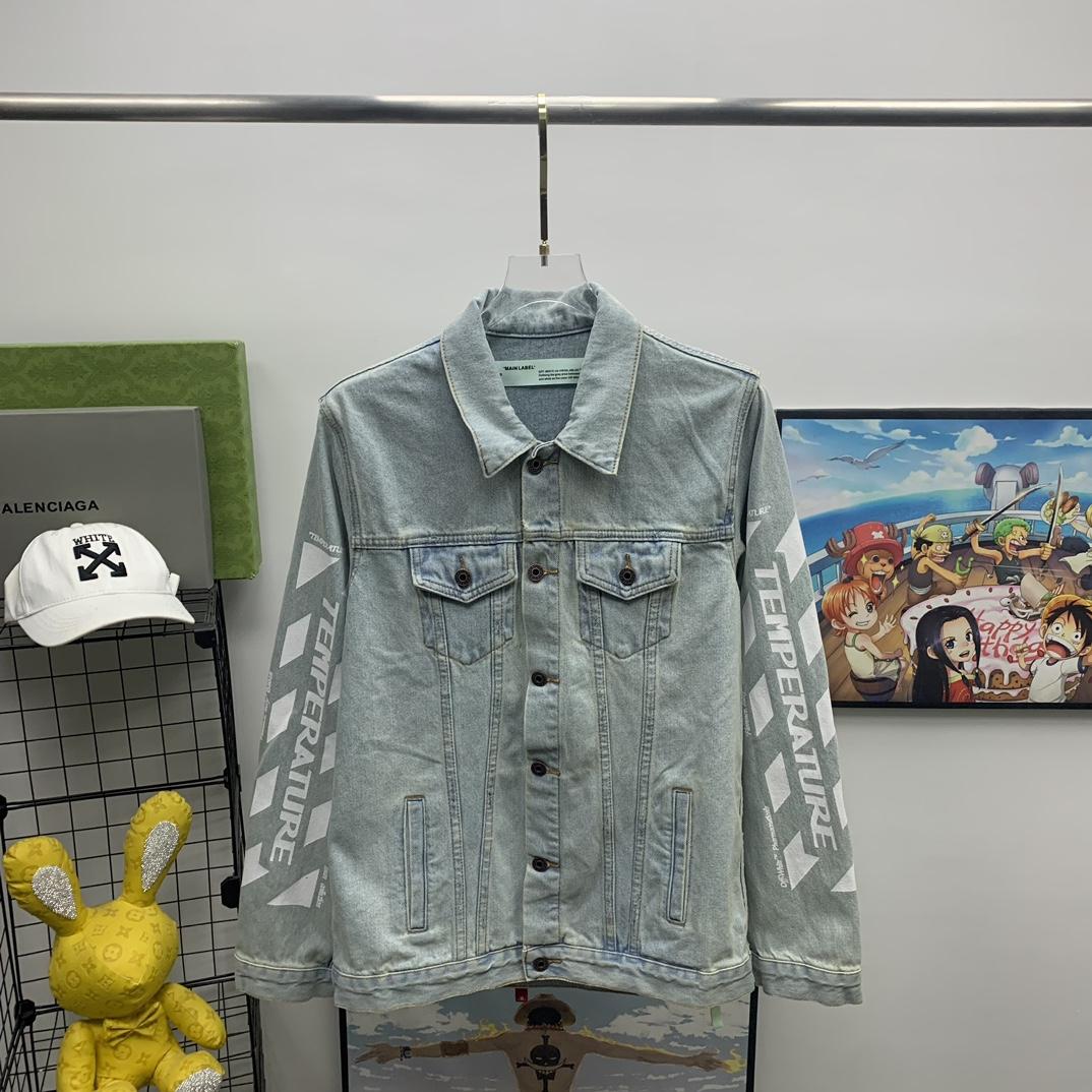 Off White Denim Oversized Denim Temperature Jacket - DopestKickz